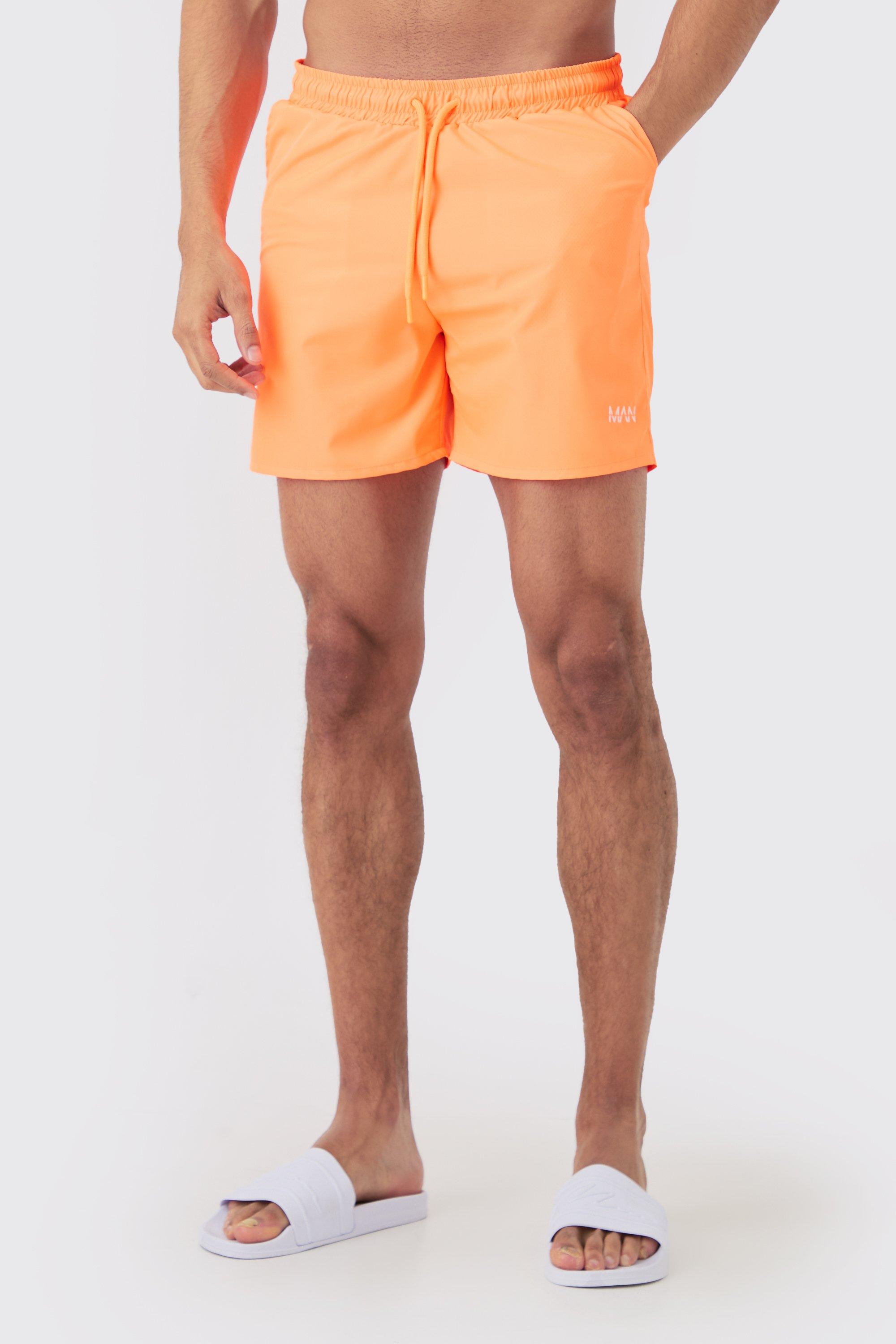 Mens Orange Original Man Mid Length Swim Short, Orange