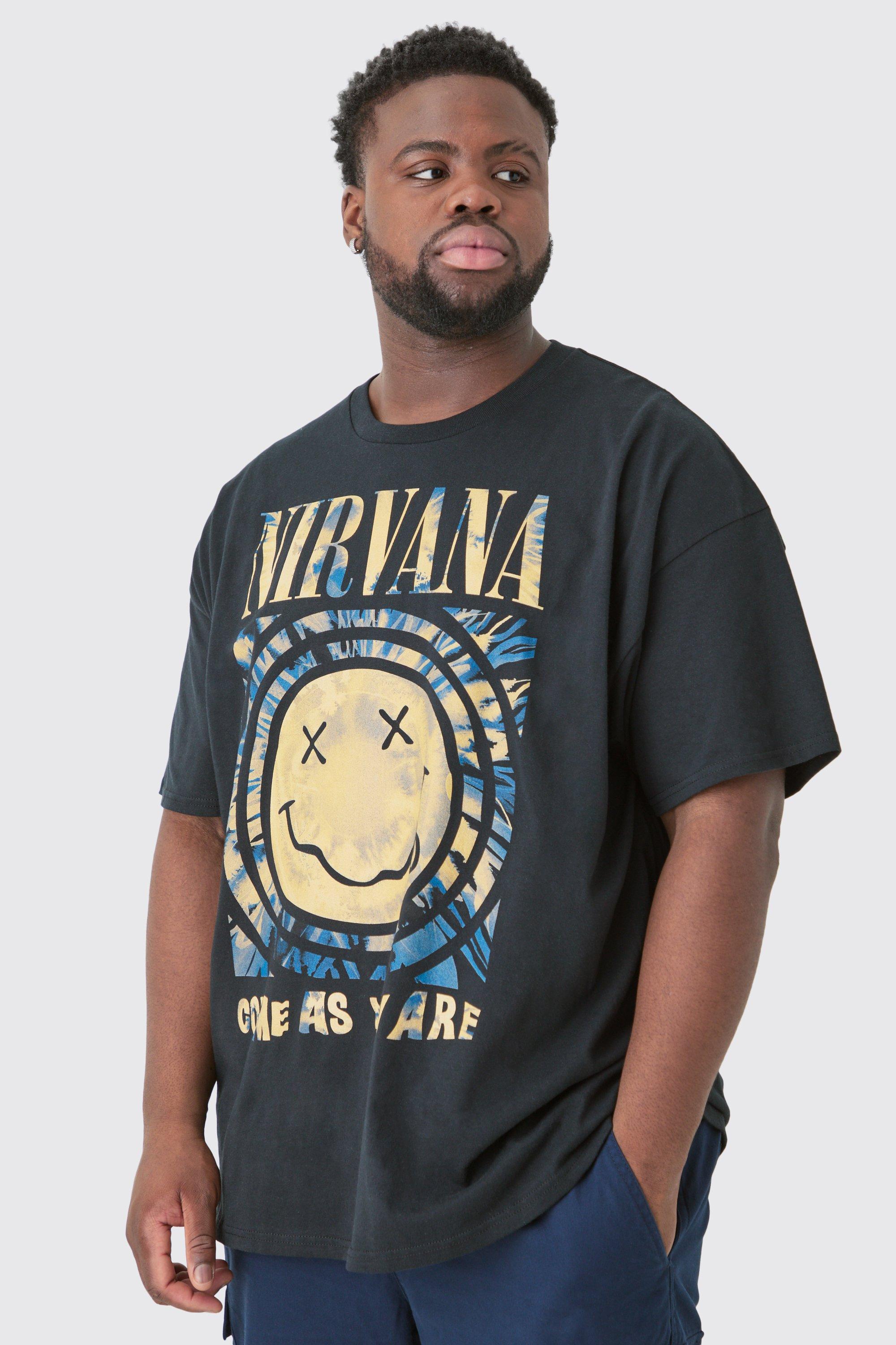 Mens Plus Oversized Nirvana License T-shirt Black, Black