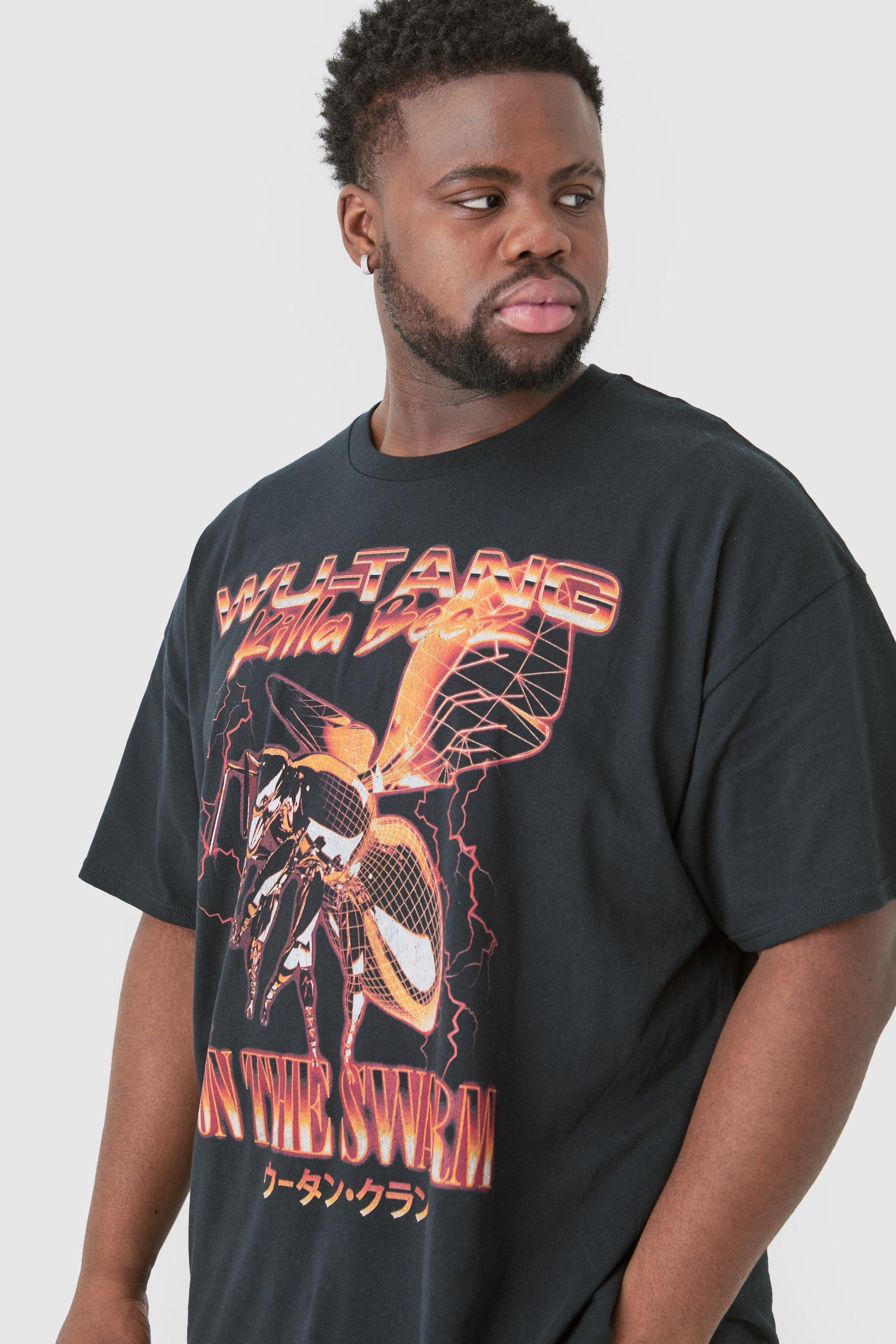 Mens Plus Oversized Wu Tang License T-shirt Black, Black