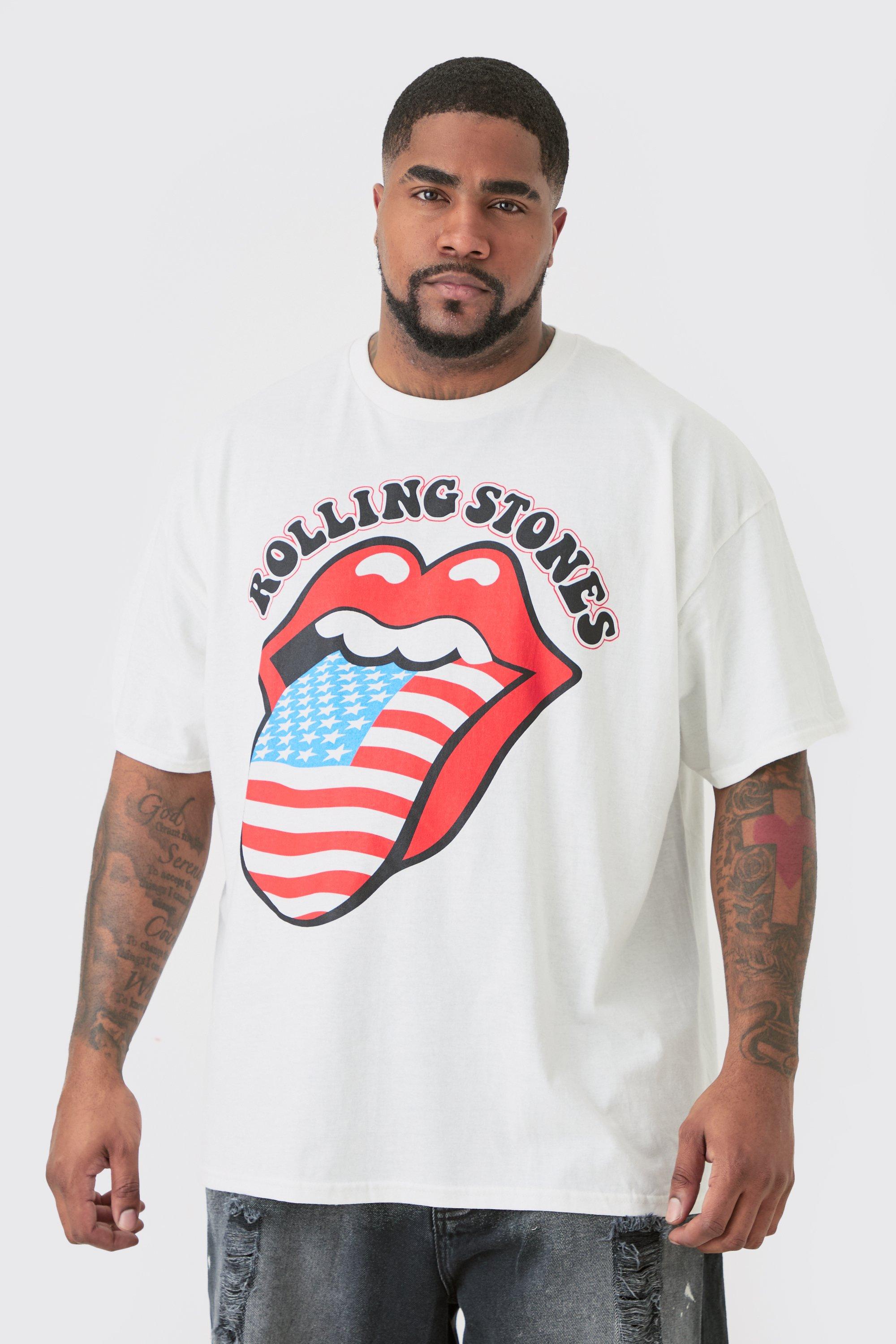 Image of Plus Oversized Rolling Stones License T-shirt White, Bianco