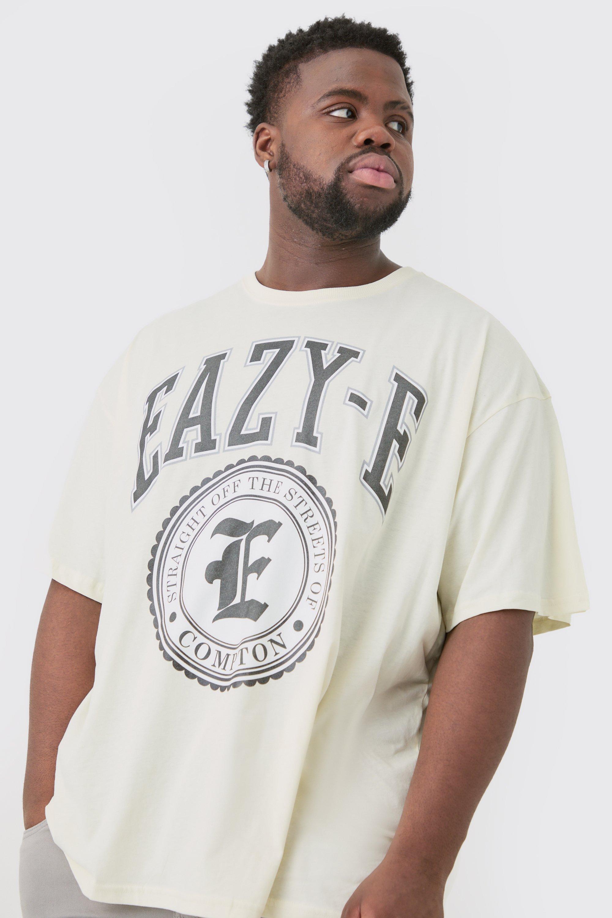 Mens Cream Plus Oversized Eazy-e License T-shirt Ecru, Cream