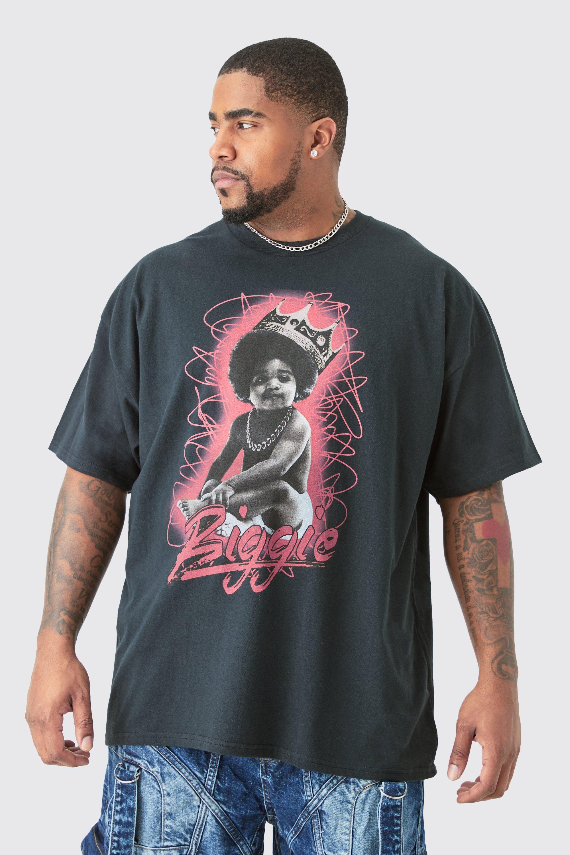 Mens Plus Oversize Biggie License T-shirt Black, Black