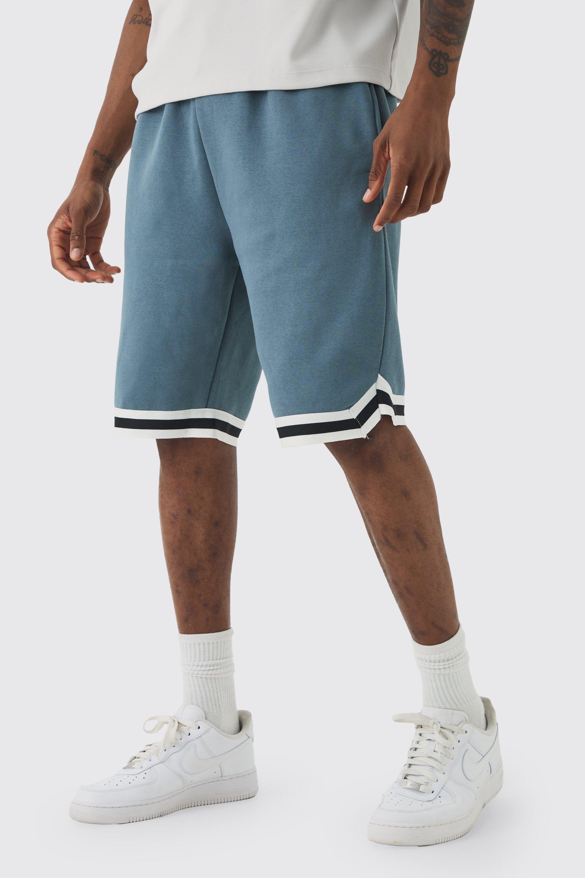 Tall Loose Fit Mid Length Basketball Short In Slate, Grigio