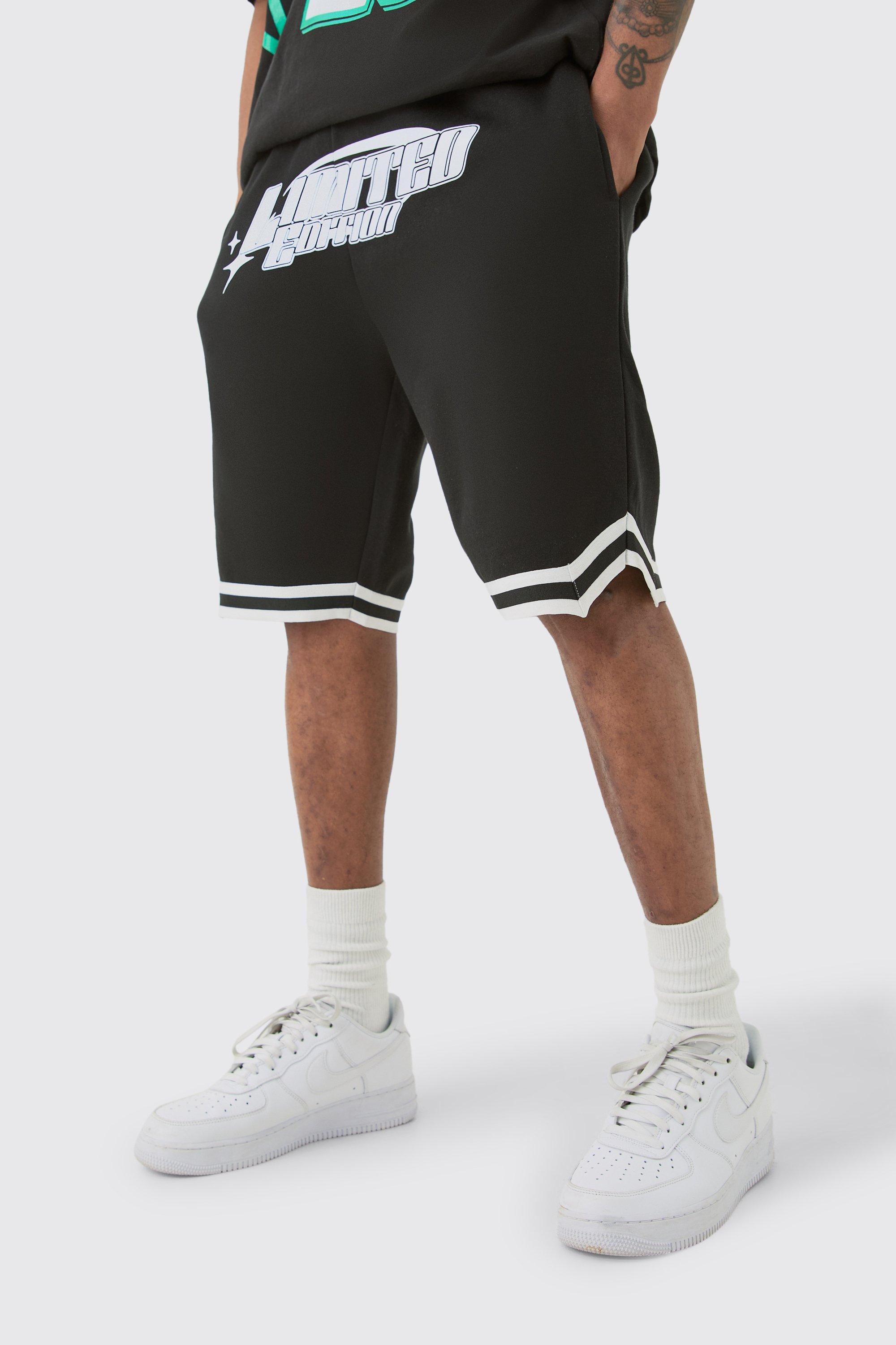 Mens Tall Loose Fit Limited Edition Basketball Short In Black, Black