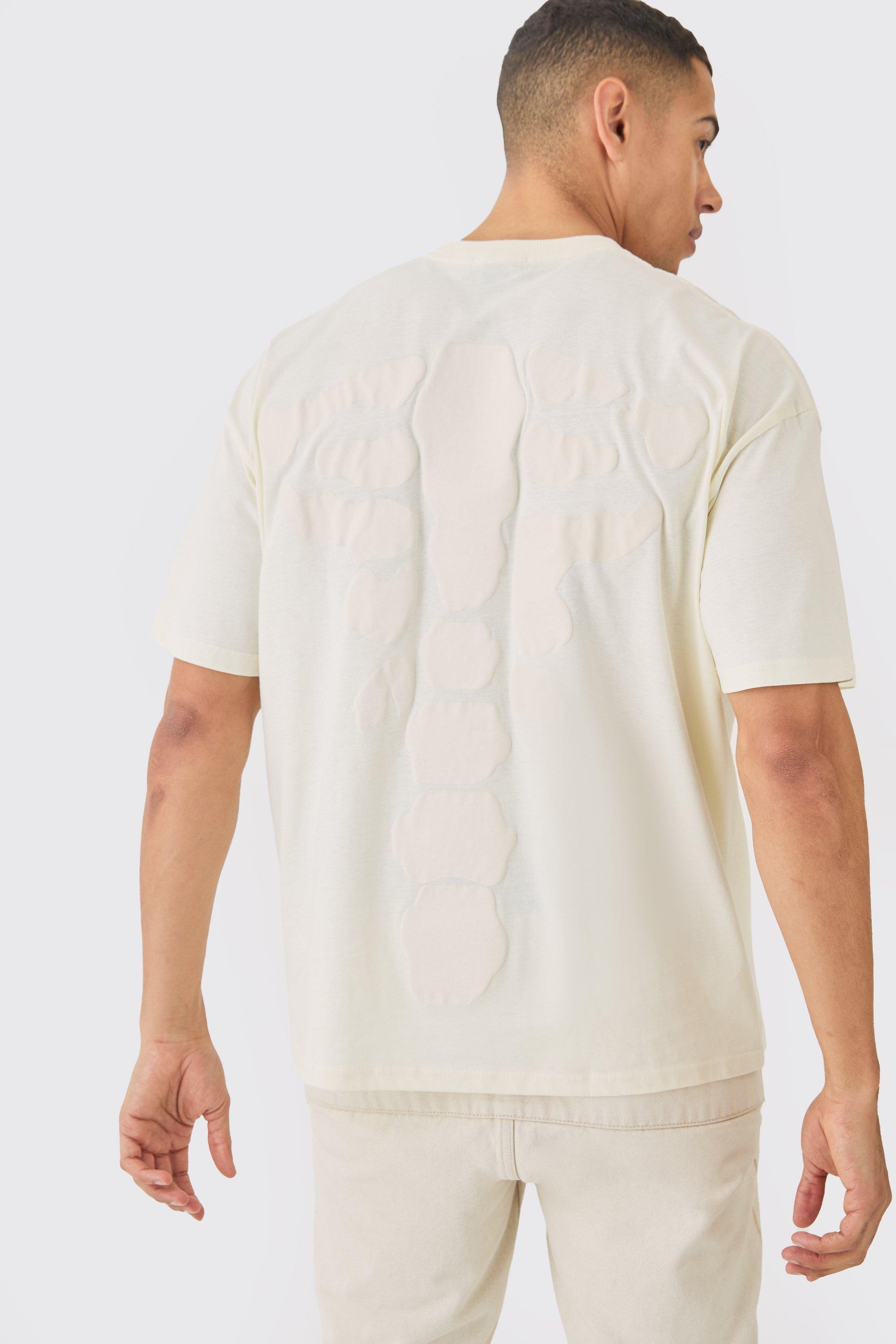 Image of Oversized Skeleton Back Print T-shirt, Cream