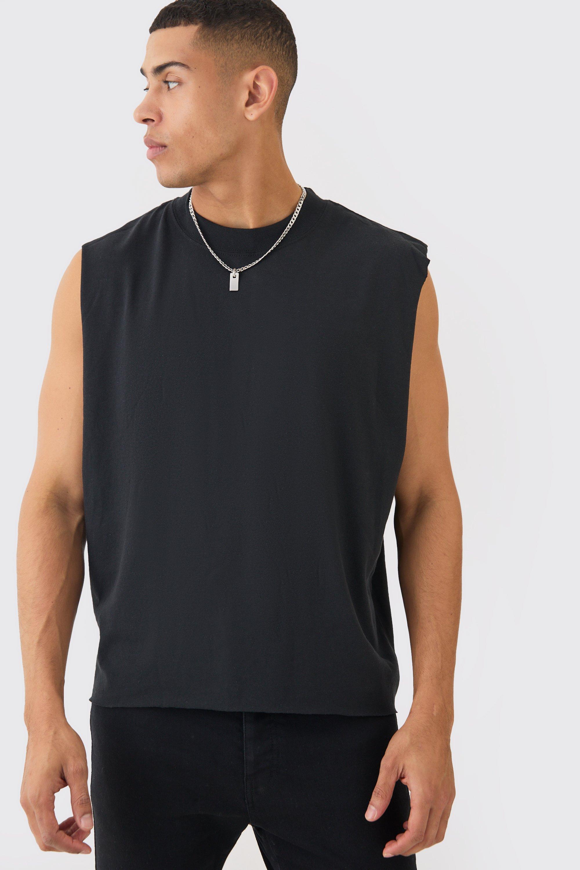 Mens Black Oversized Boxy vest, Black