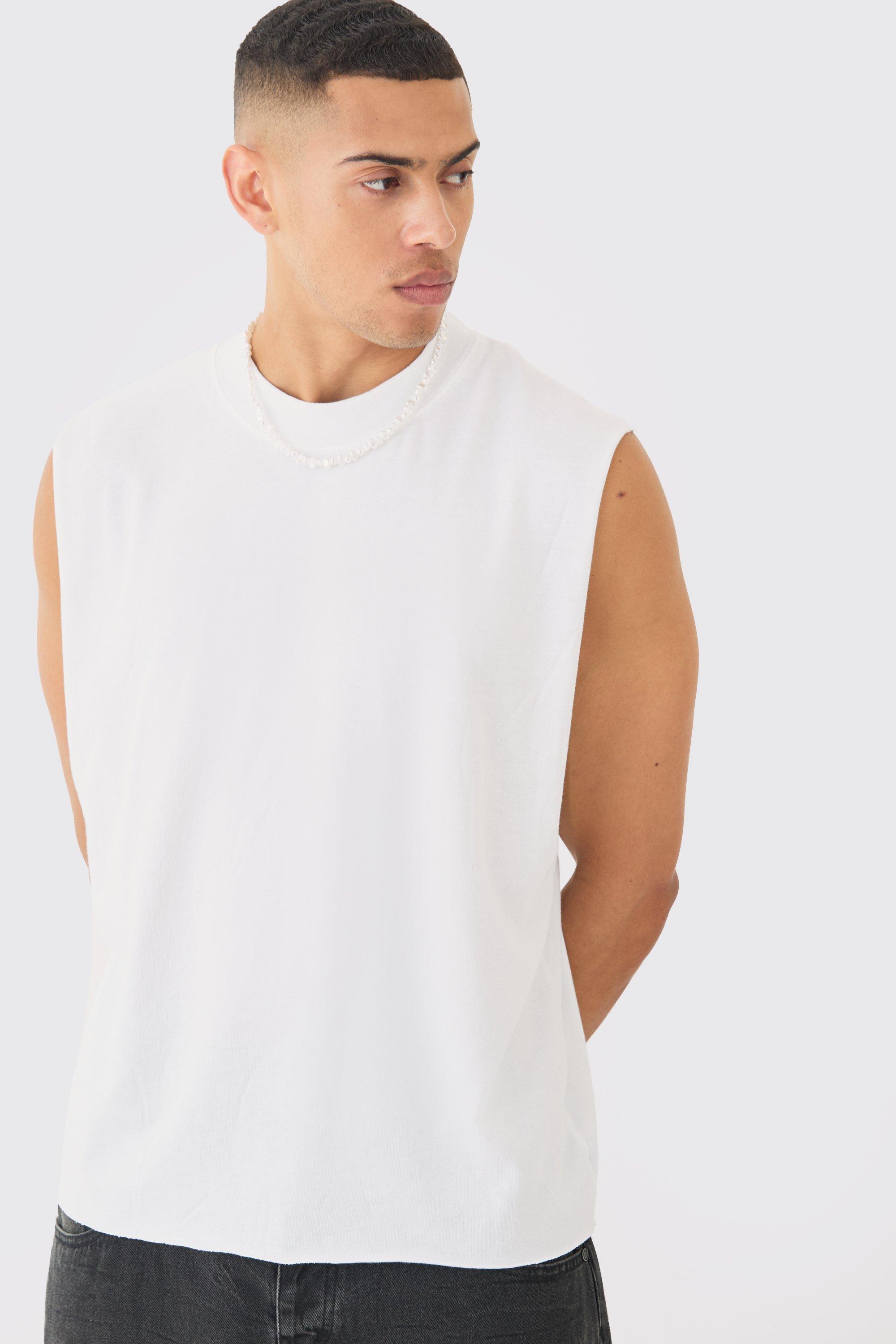 Mens White Oversized Boxy vest, White