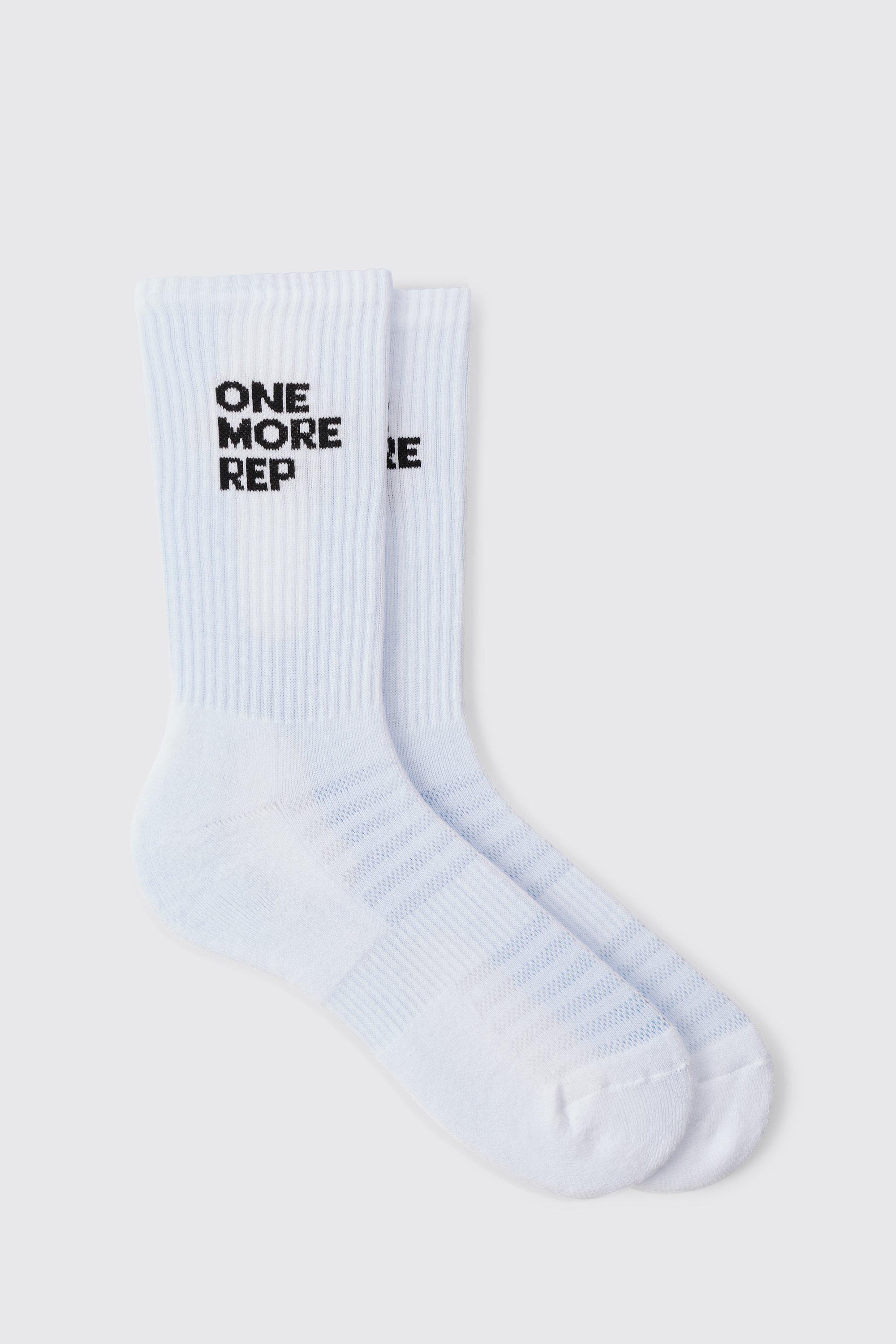 Mens White Man Active One More Rep Crew Socks, White