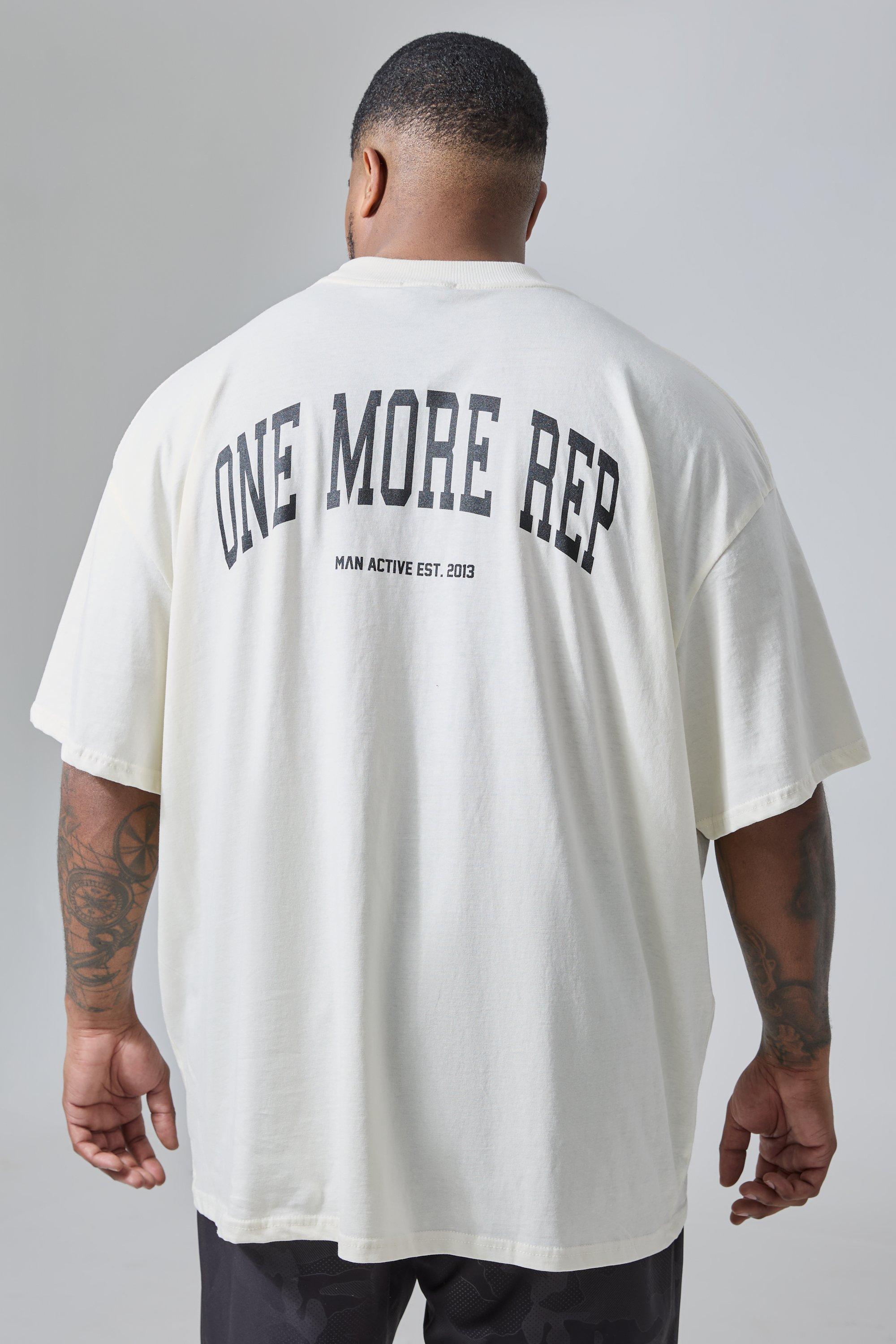 Image of Plus Man Active Gym Oversized Rep T-shirt, Cream