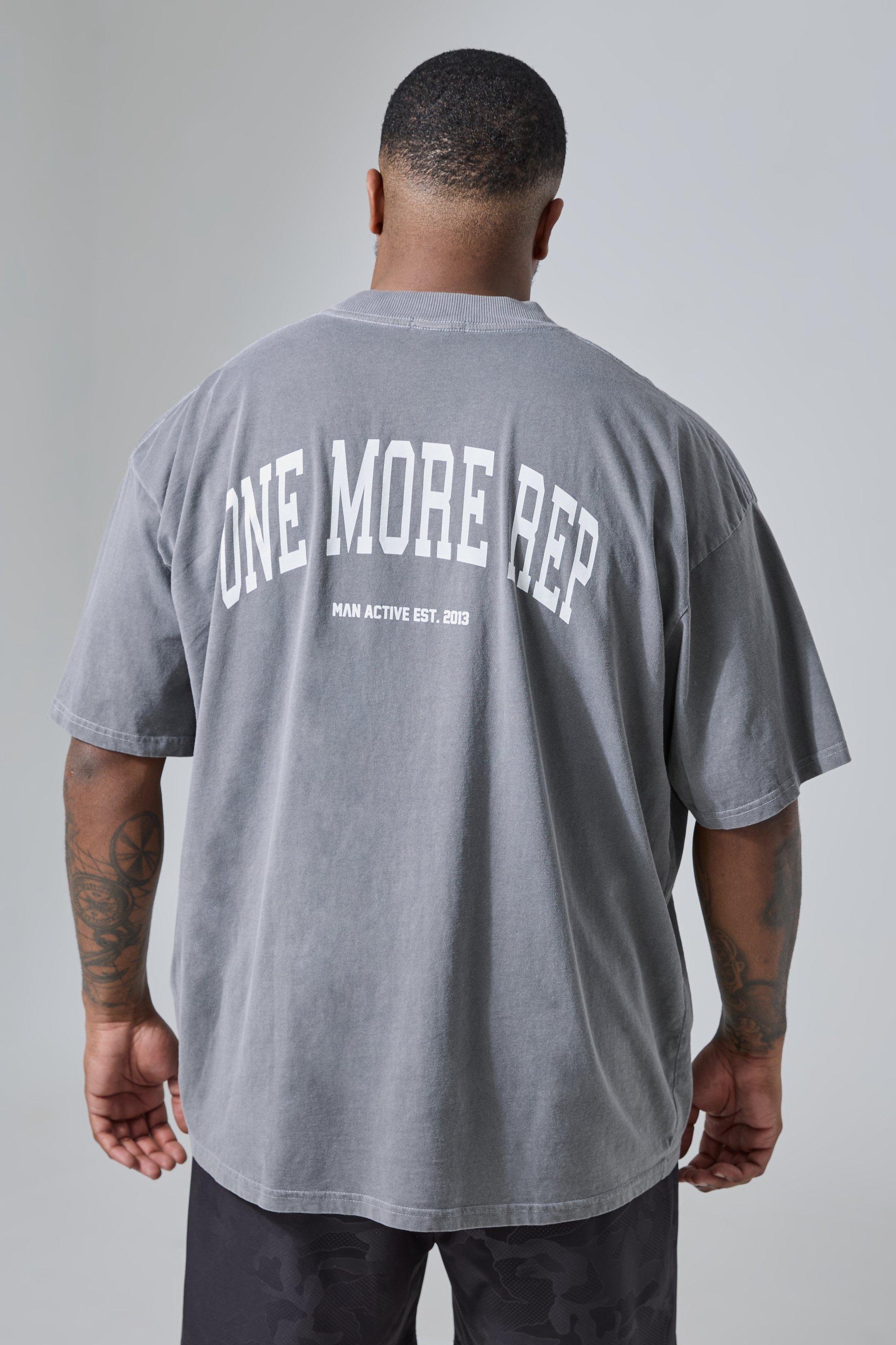 Image of Plus Man Active Gym Oversized Overdyed Rep T-shirt, Grigio