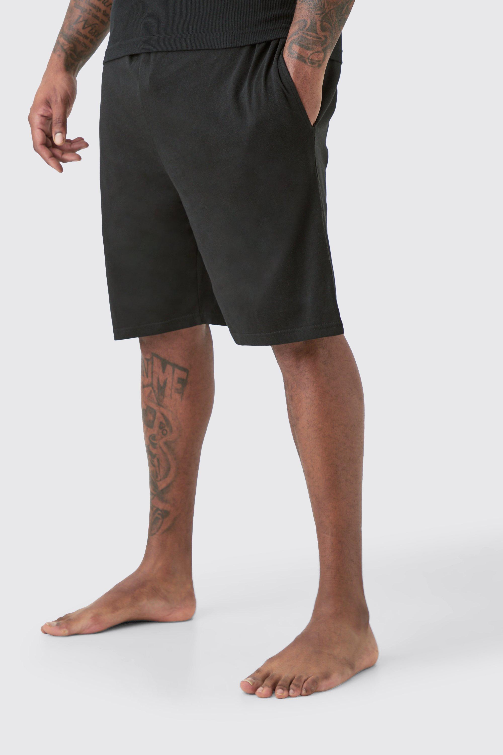 Mens Plus Man Loungewear Shorts In Black, Black