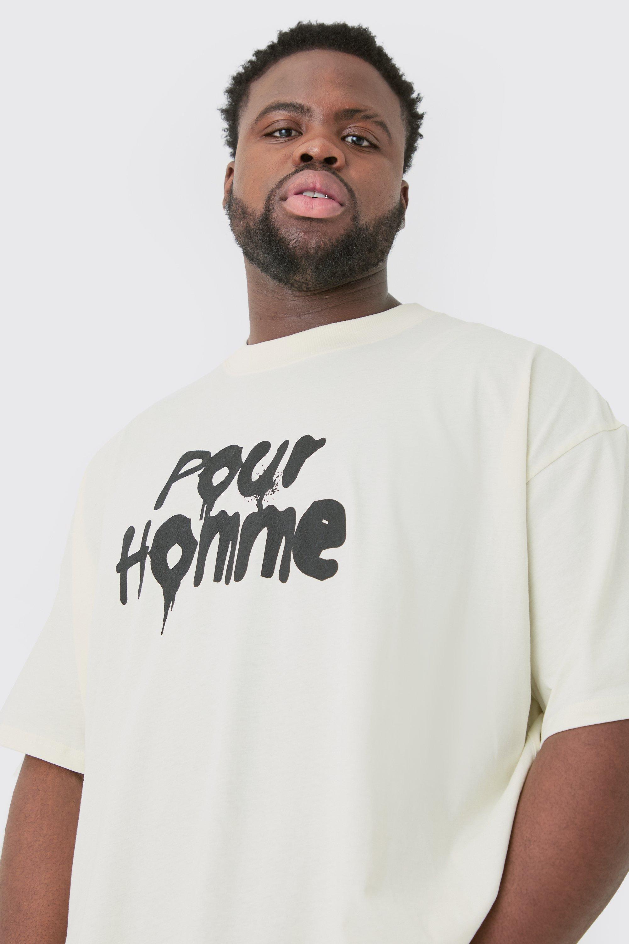 Image of Plus Pour Homme Grafitti Oversized T-shirt, Cream