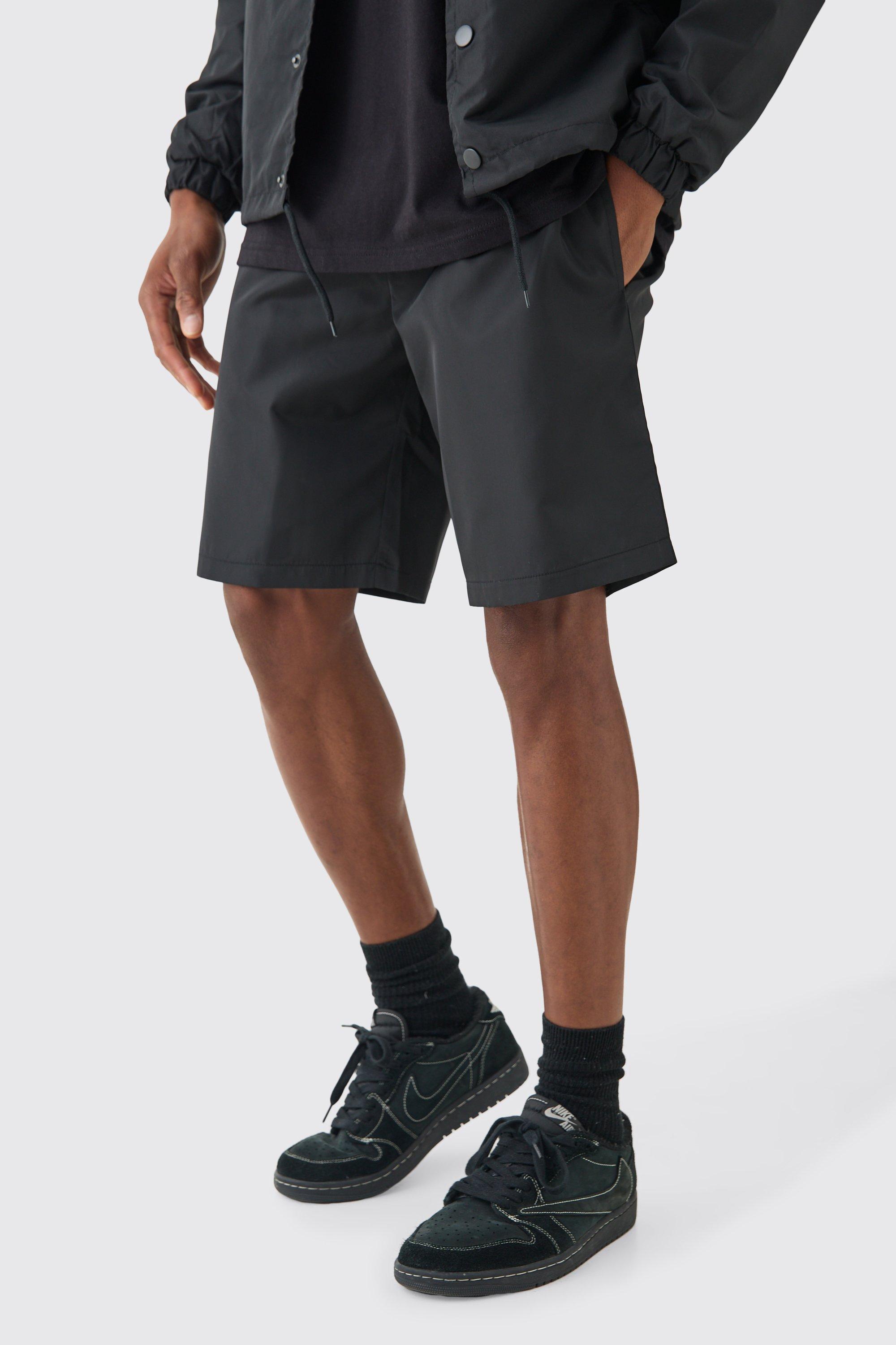 Image of Elastic Waist Comfort Nylon Shorts, Nero