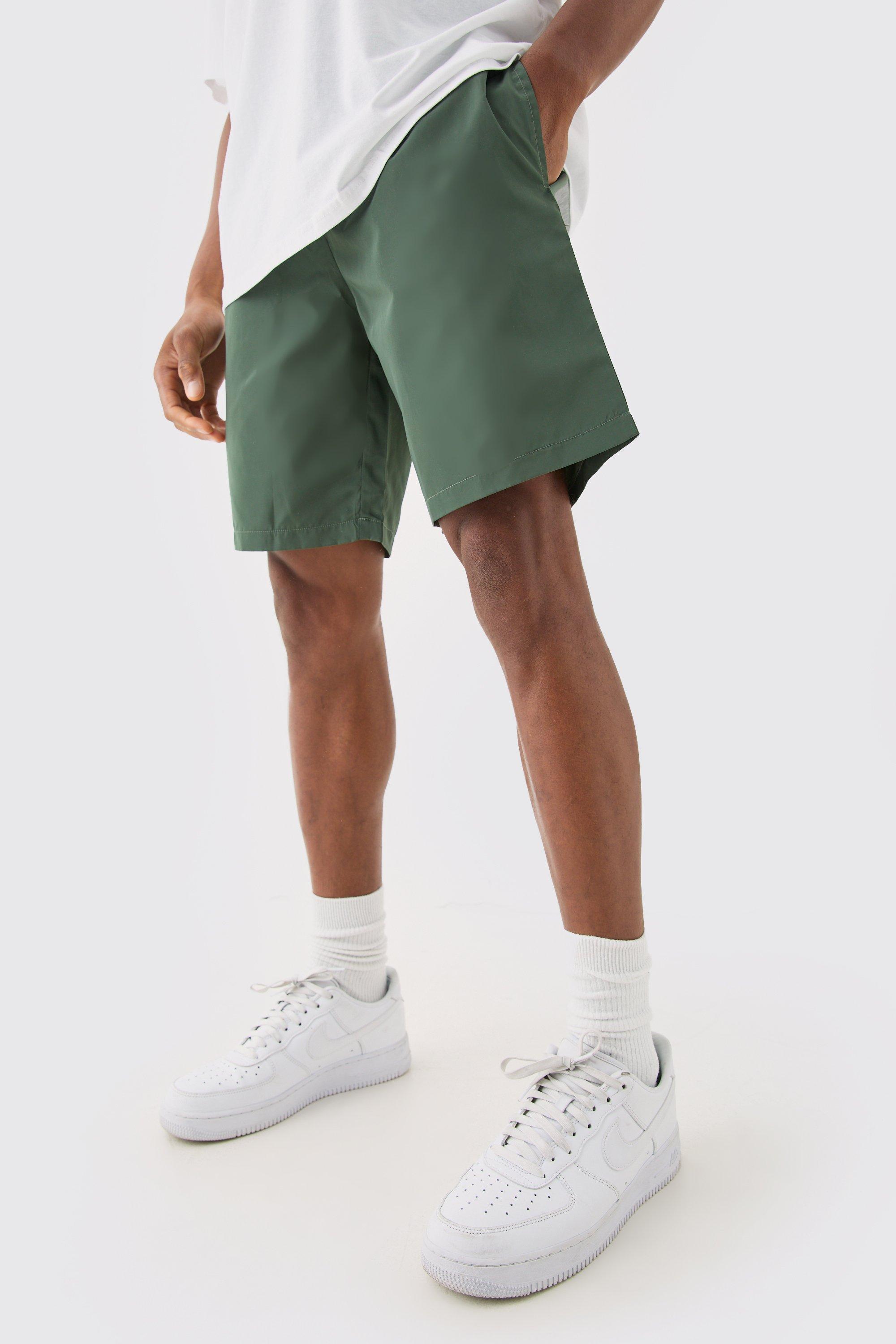 Image of Elastic Waist Comfort Nylon Shorts, Verde