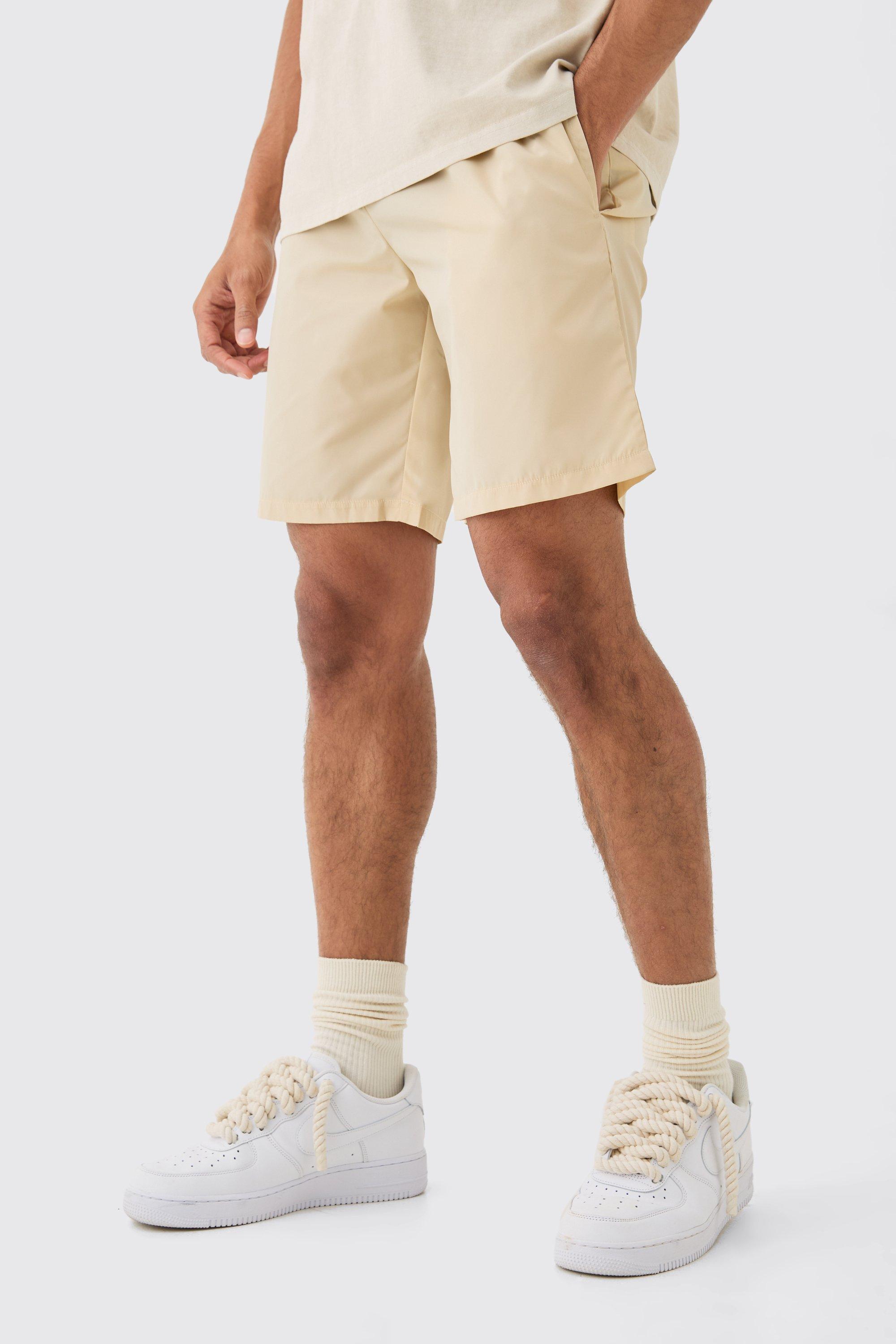 Image of Elastic Waist Comfort Nylon Shorts, Cream