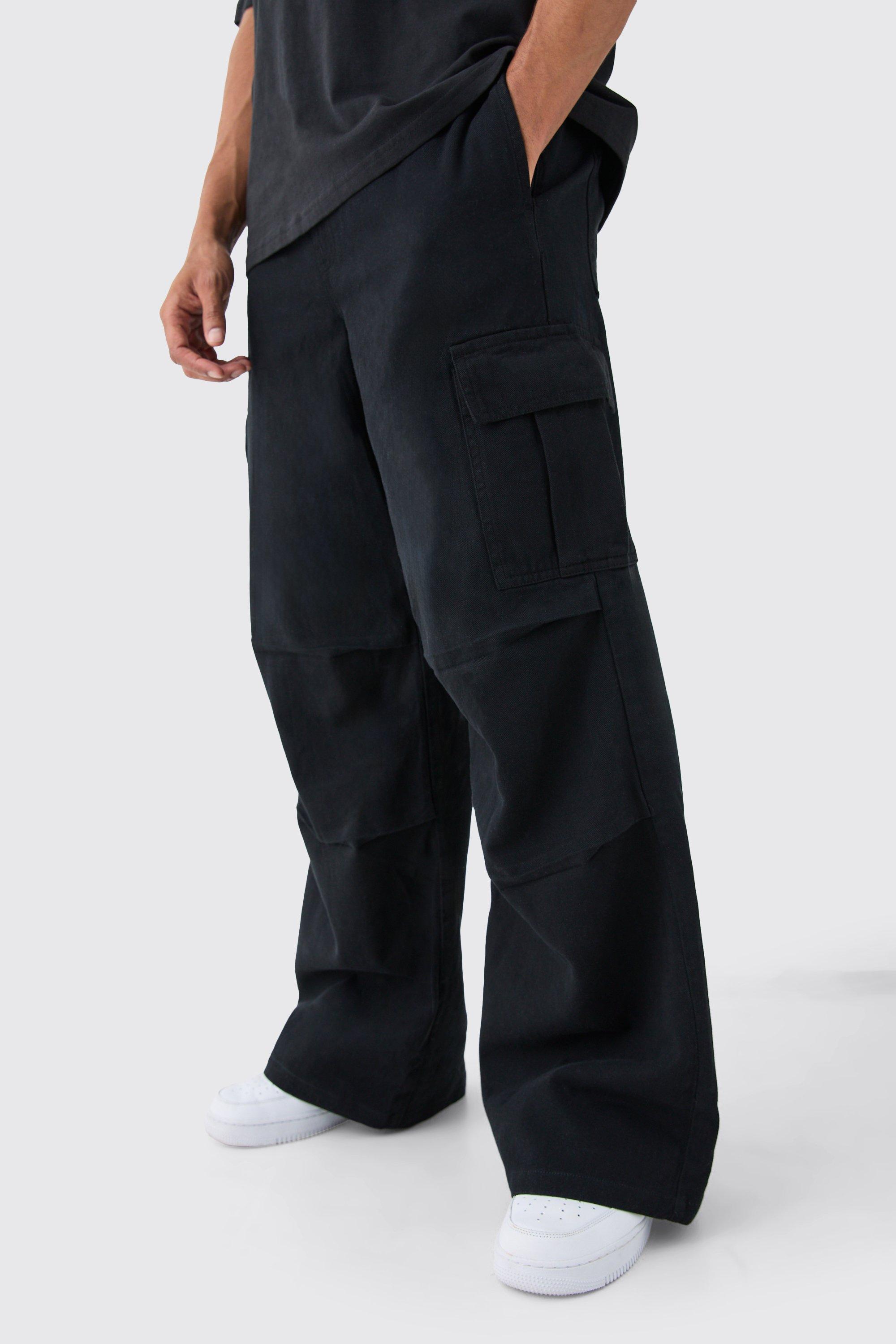Boohoo Extreme Baggy Fit Cargo Pants In Black, Black