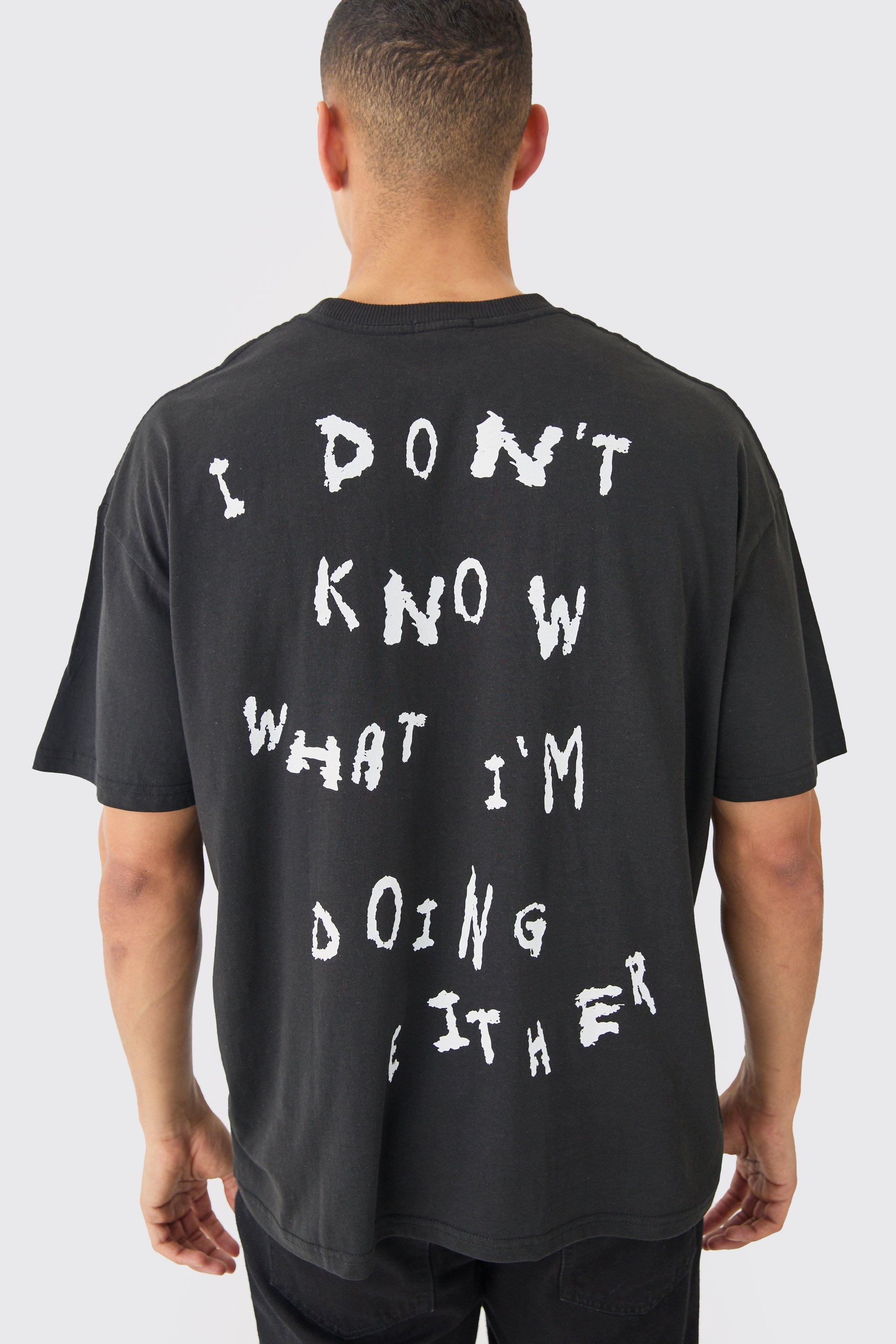 Image of Oversized I Don't Know What I'm Doing Either Slogan T-shirt, Nero