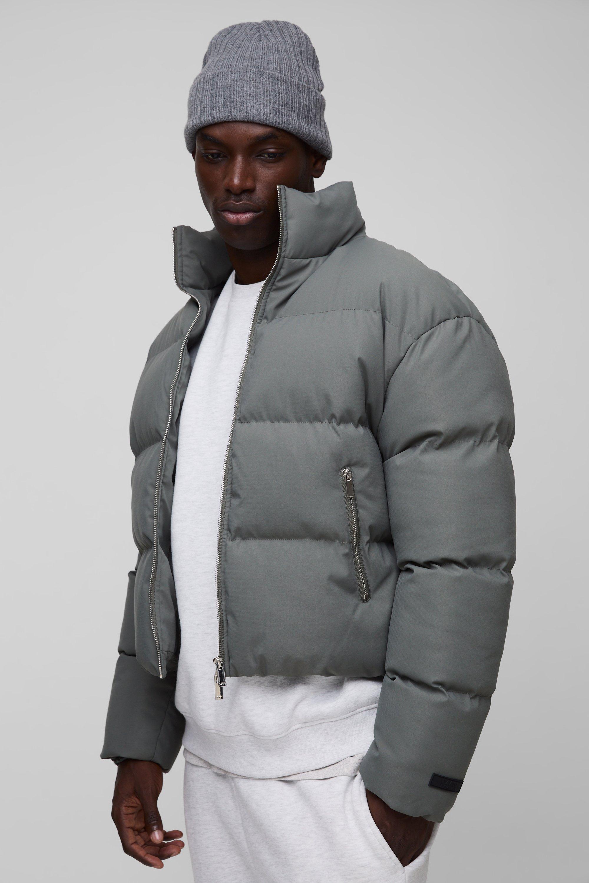 Image of Cappotto piumino squadrato Man grigio con collo a imbuto, Grigio