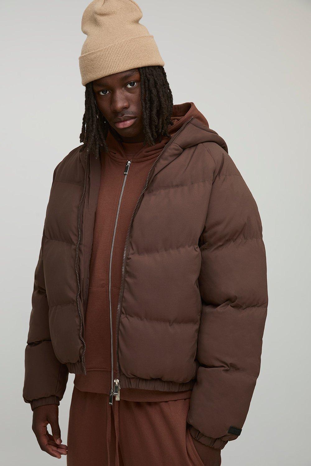Image of Cappotto piumino Man Regular Fit marrone con cappuccio, Brown