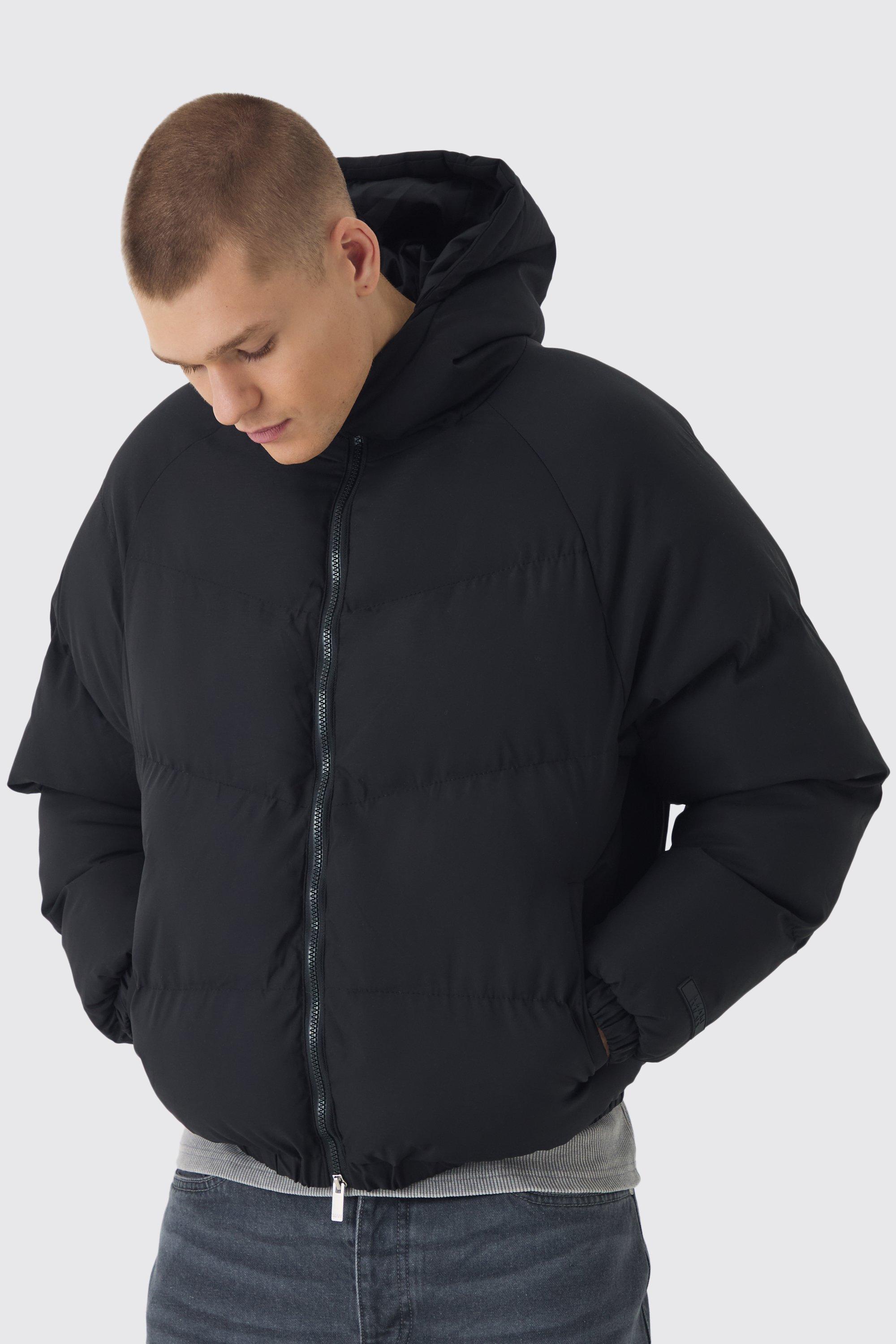 Mens Man Regular Fit Hooded Puffer Coat In Black, Black