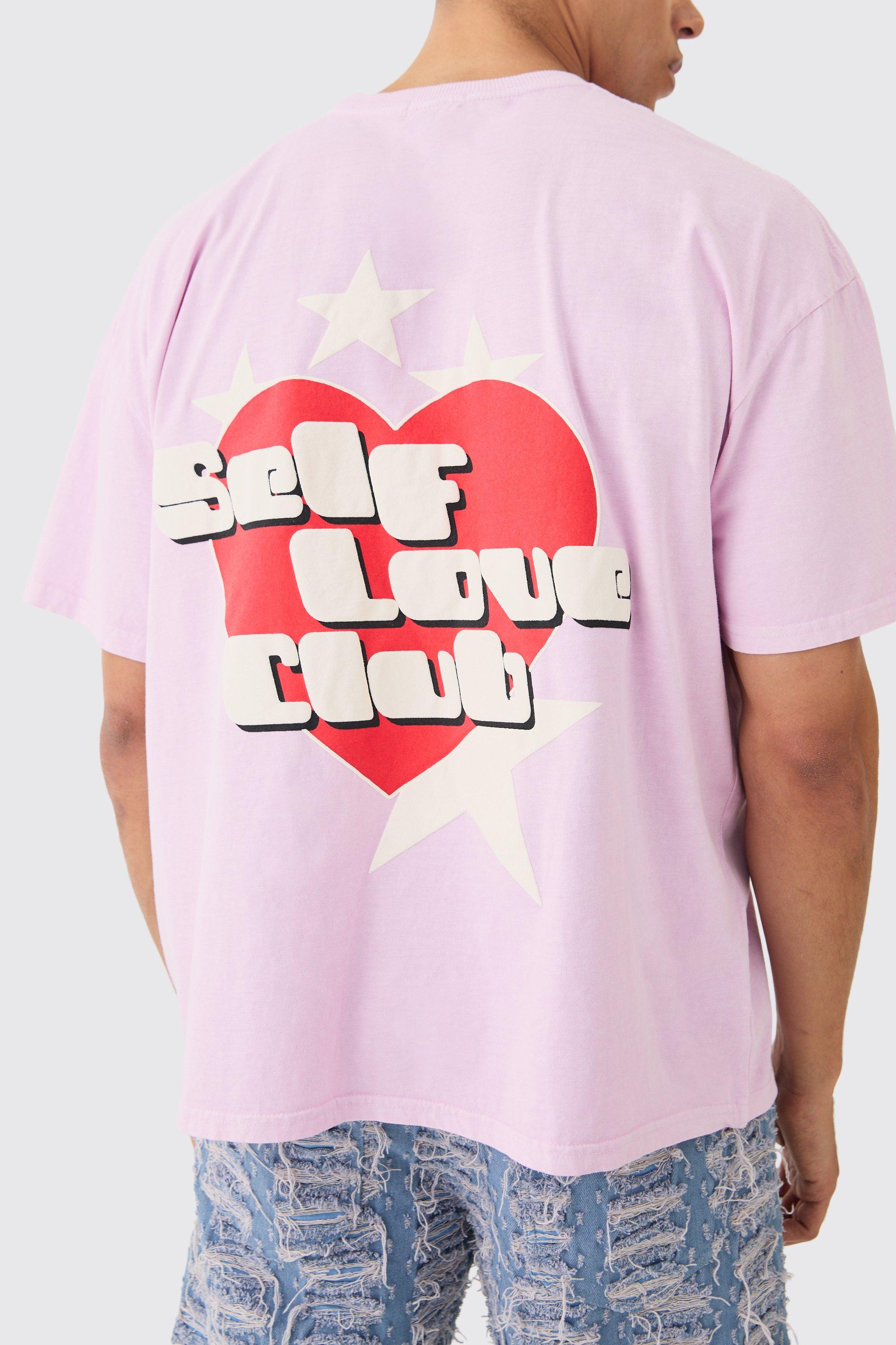 Image of Oversized Self Love Club Print T-shirt, Pink