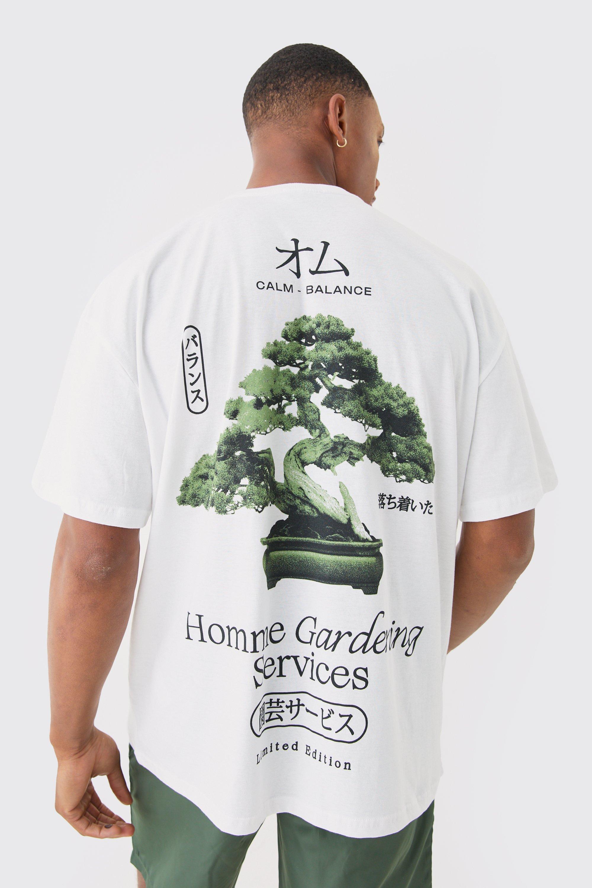 Image of Oversized Homme Gardening Print T-shirt, Bianco