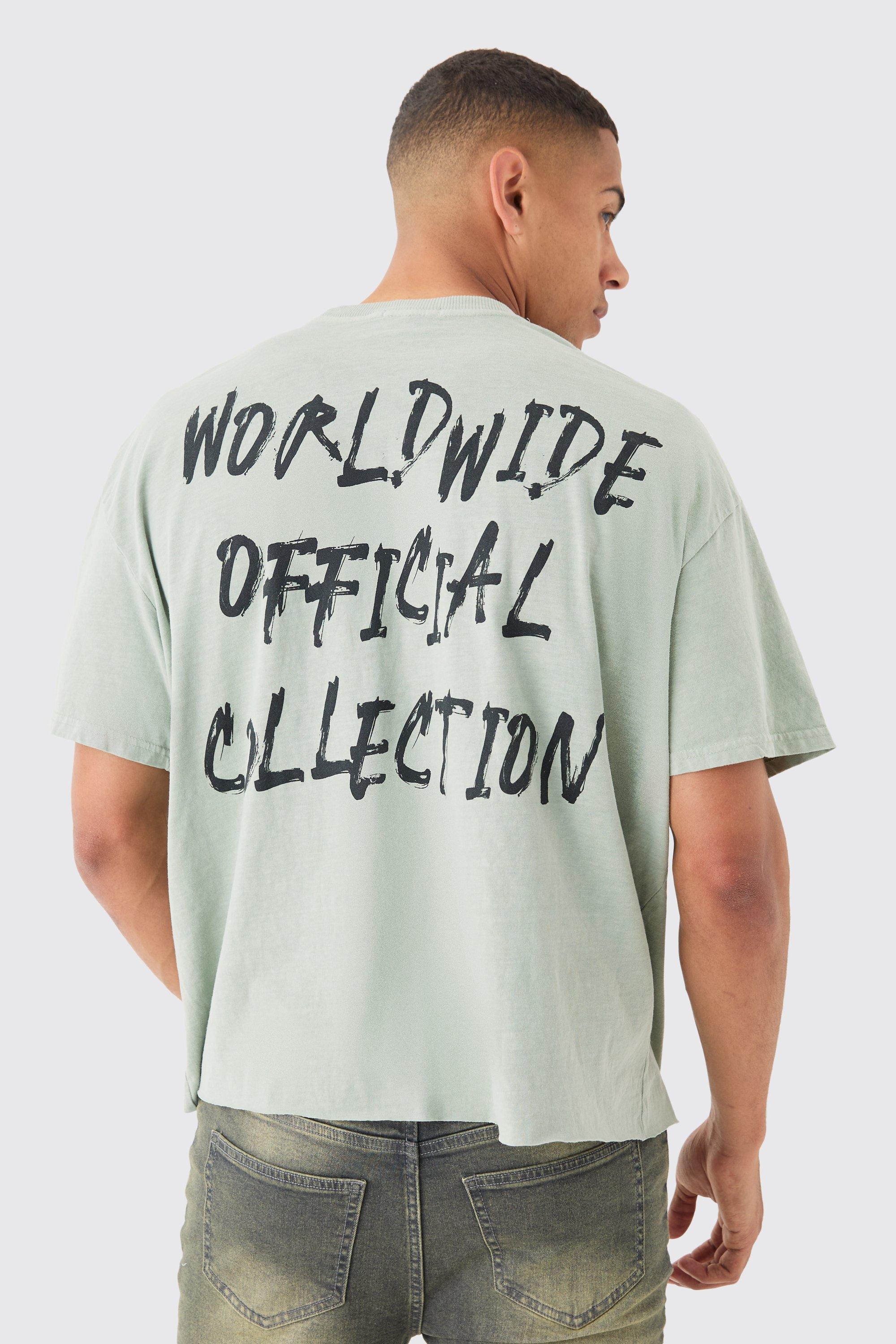 Image of Boxy Worldwide Washed T-shirt, Verde
