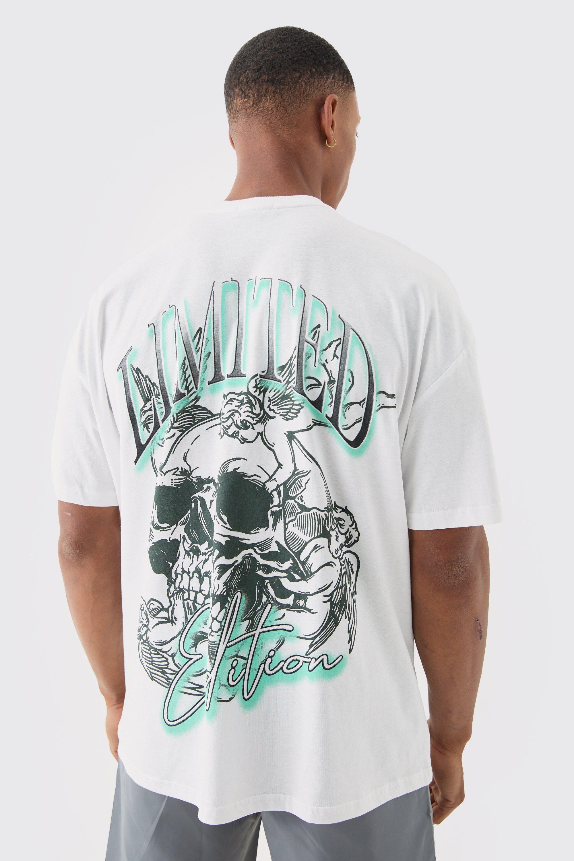 Image of Oversized Limited Skull Print T-shirt, Bianco