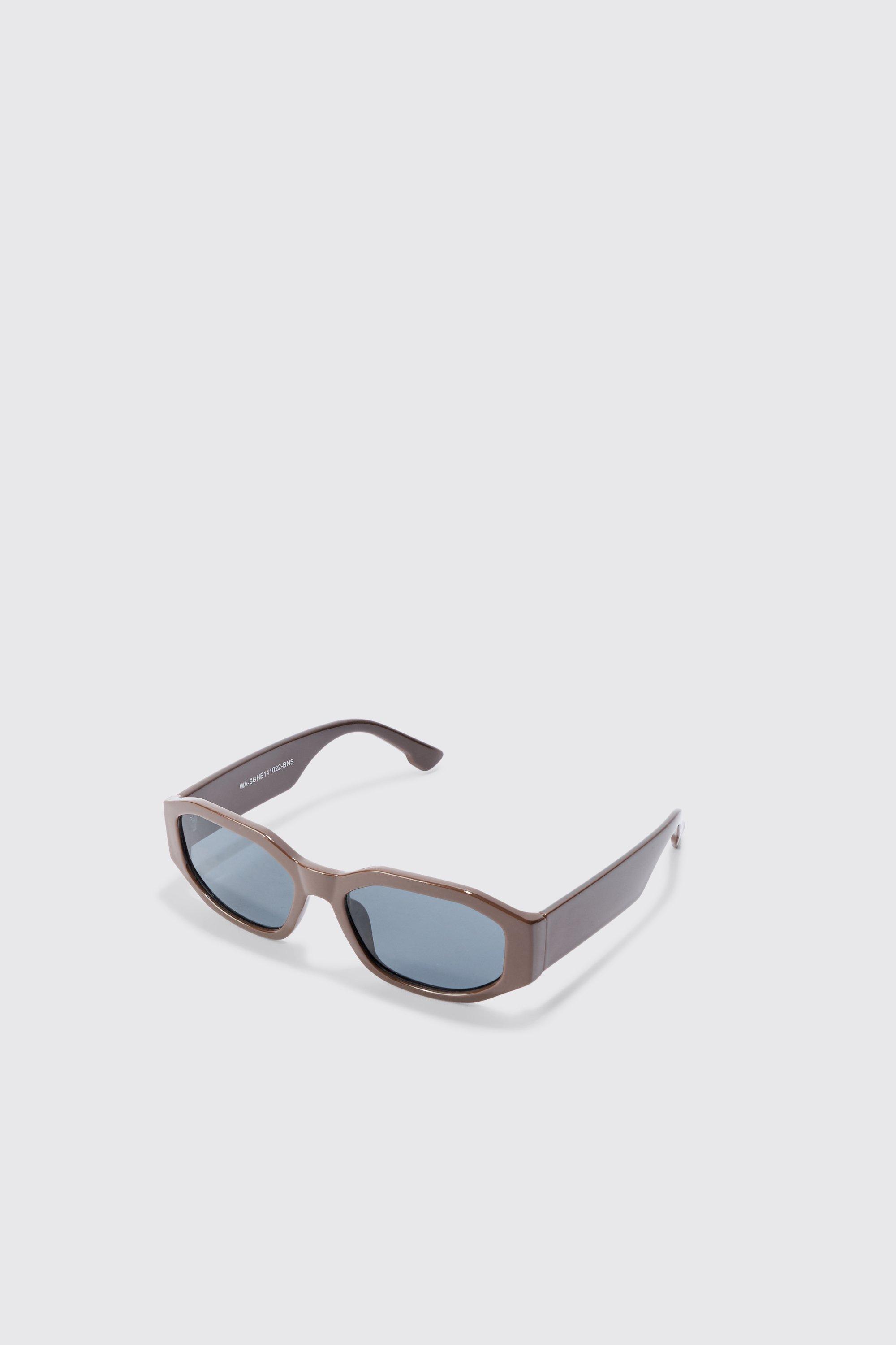 Mens Chunky Hexagonal Sunglasses In Black, Black