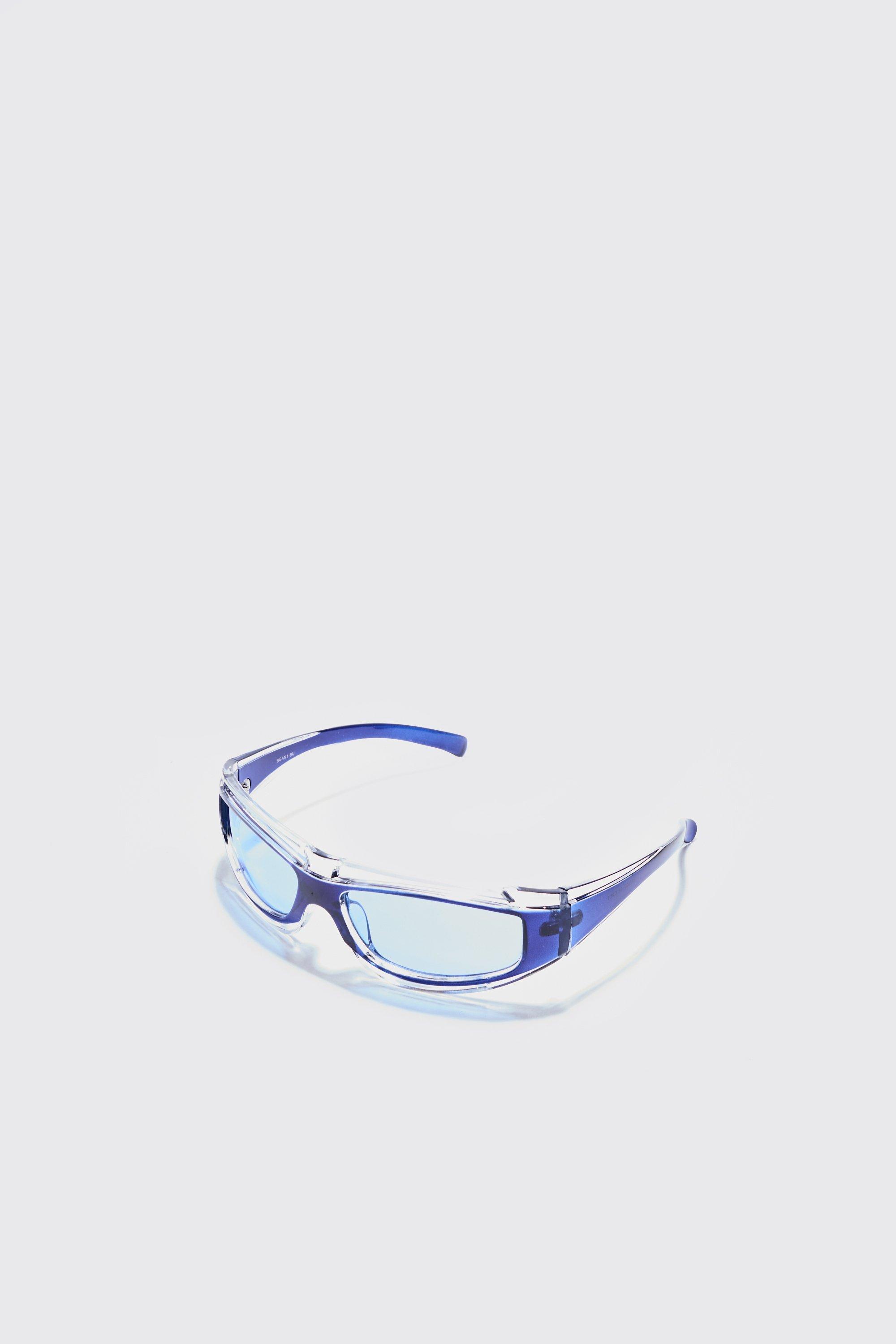 Mens Metal Detail Sunglasses In Blue, Blue