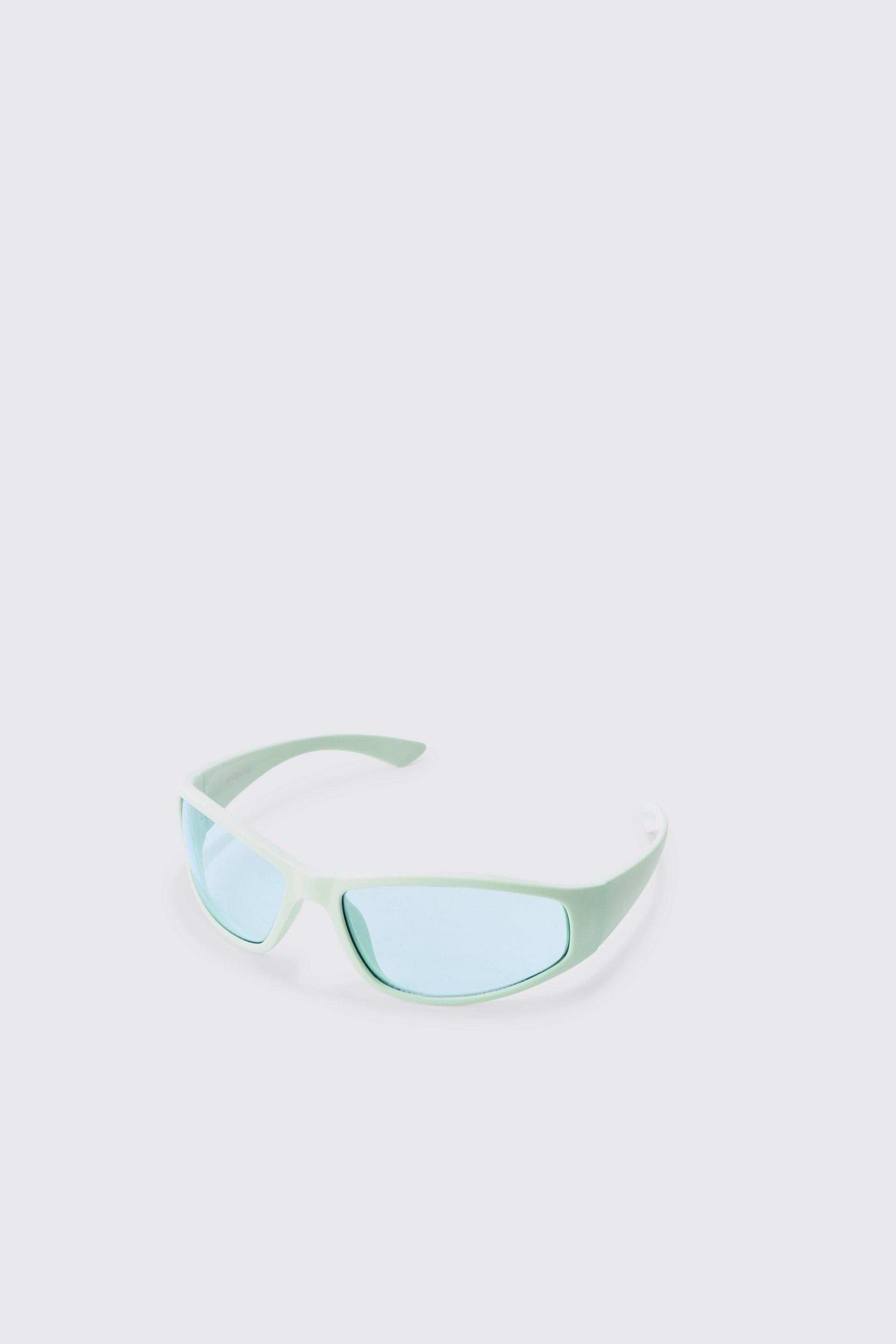 Mens Green Plastic Racer Sunglasses In Mint, Green