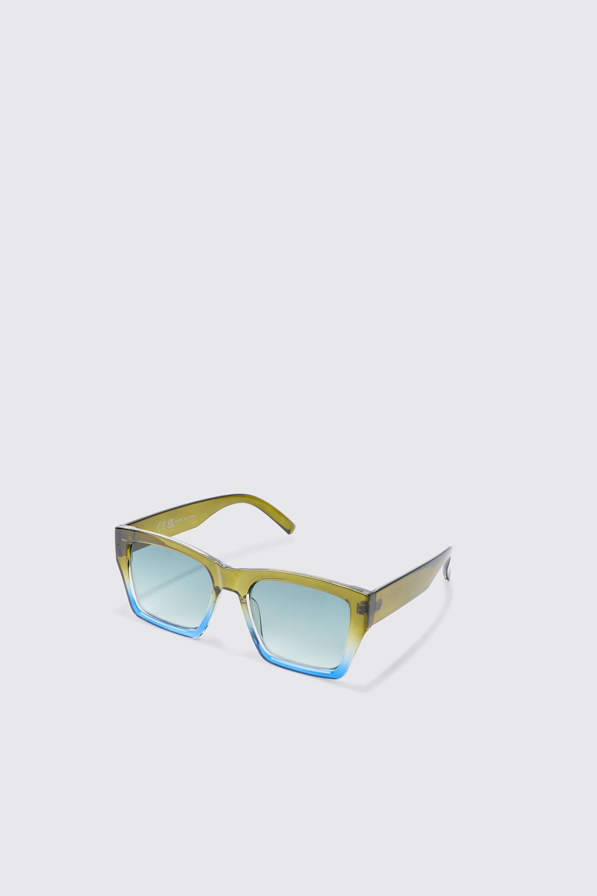 Mens Ombre Square Sunglasses In Green, Green