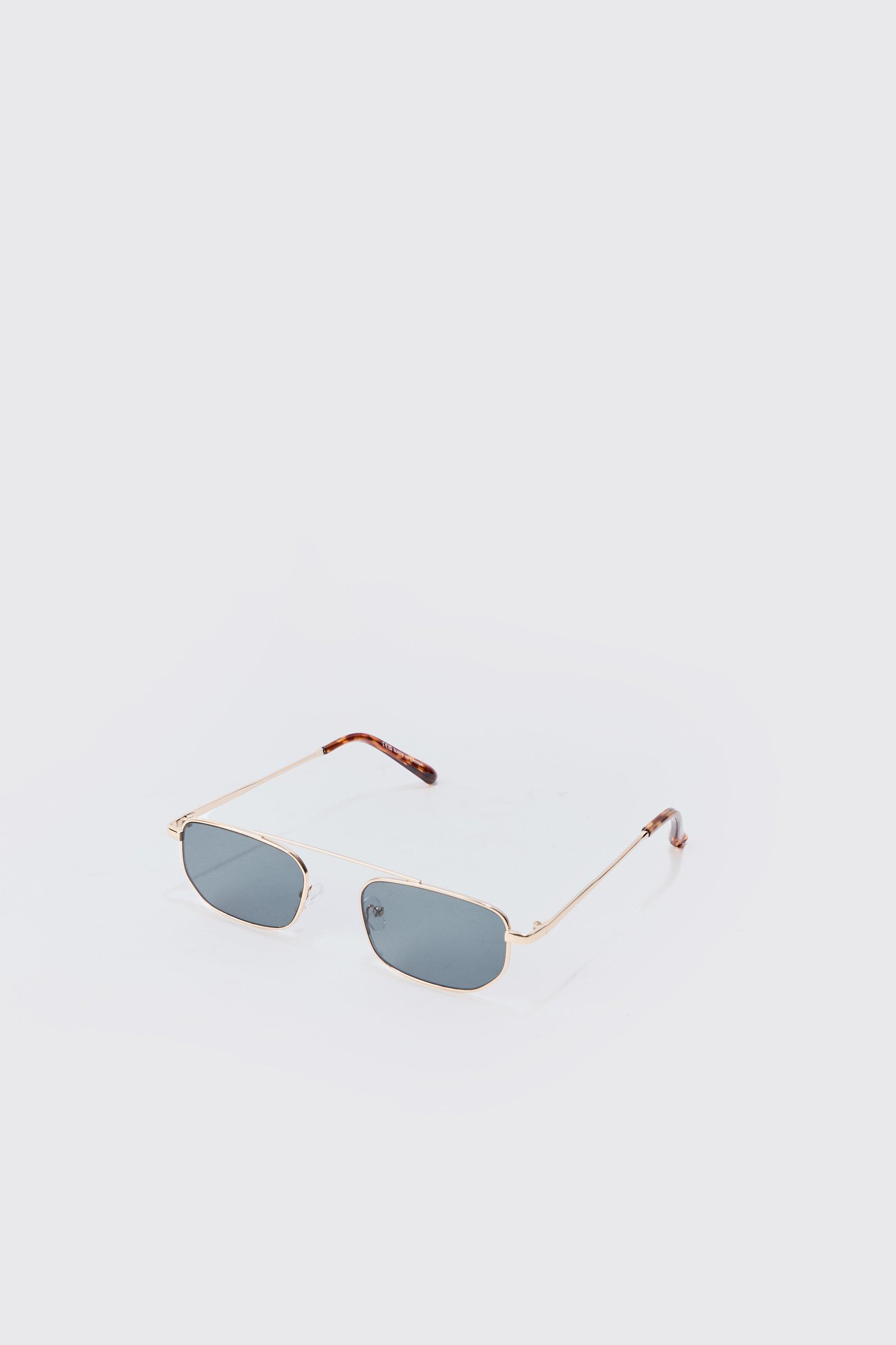 Mens Square Lens Metal Frame Sunglasses In Black, Black