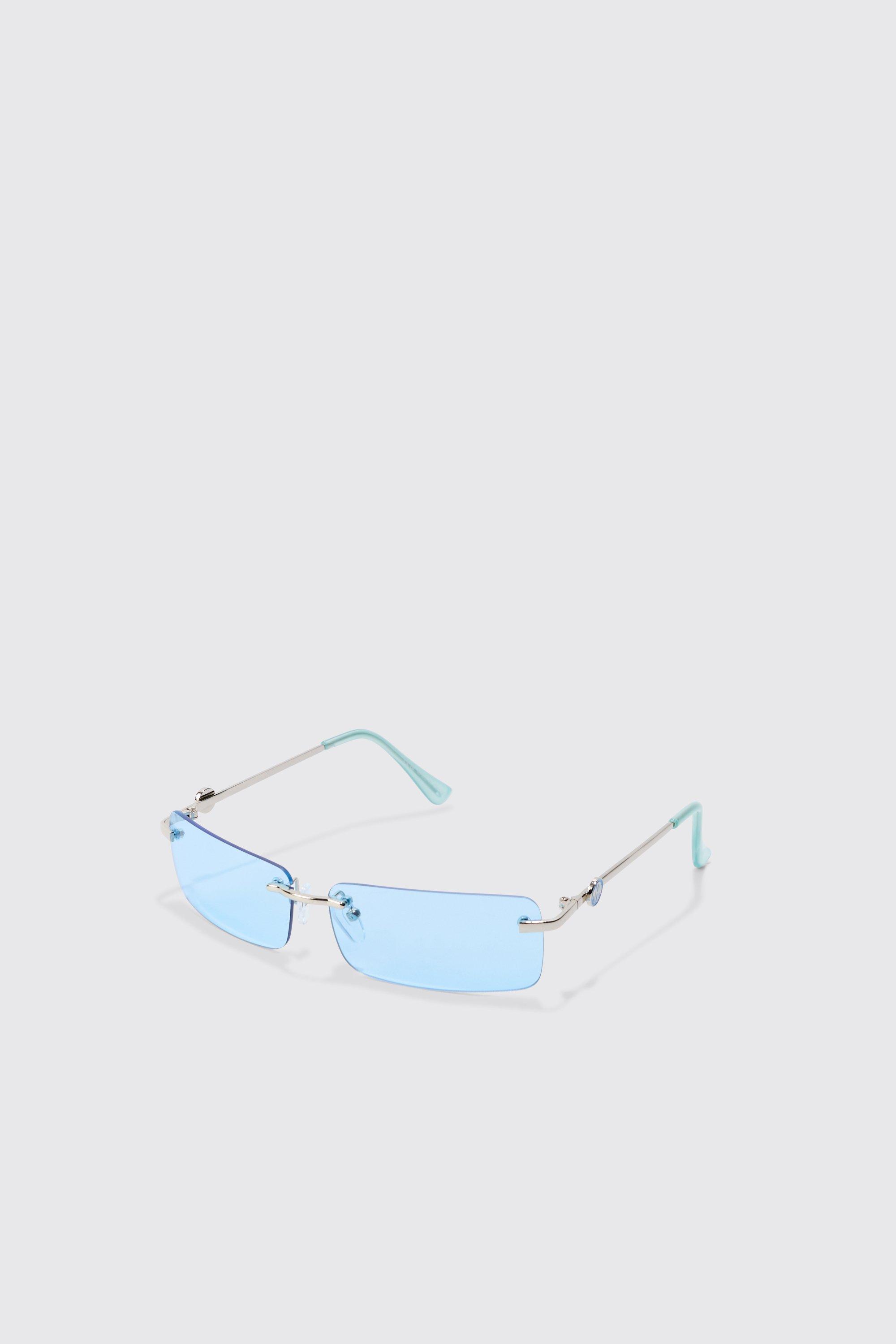 Mens Bhm Rimless Sunglasses In Blue, Blue