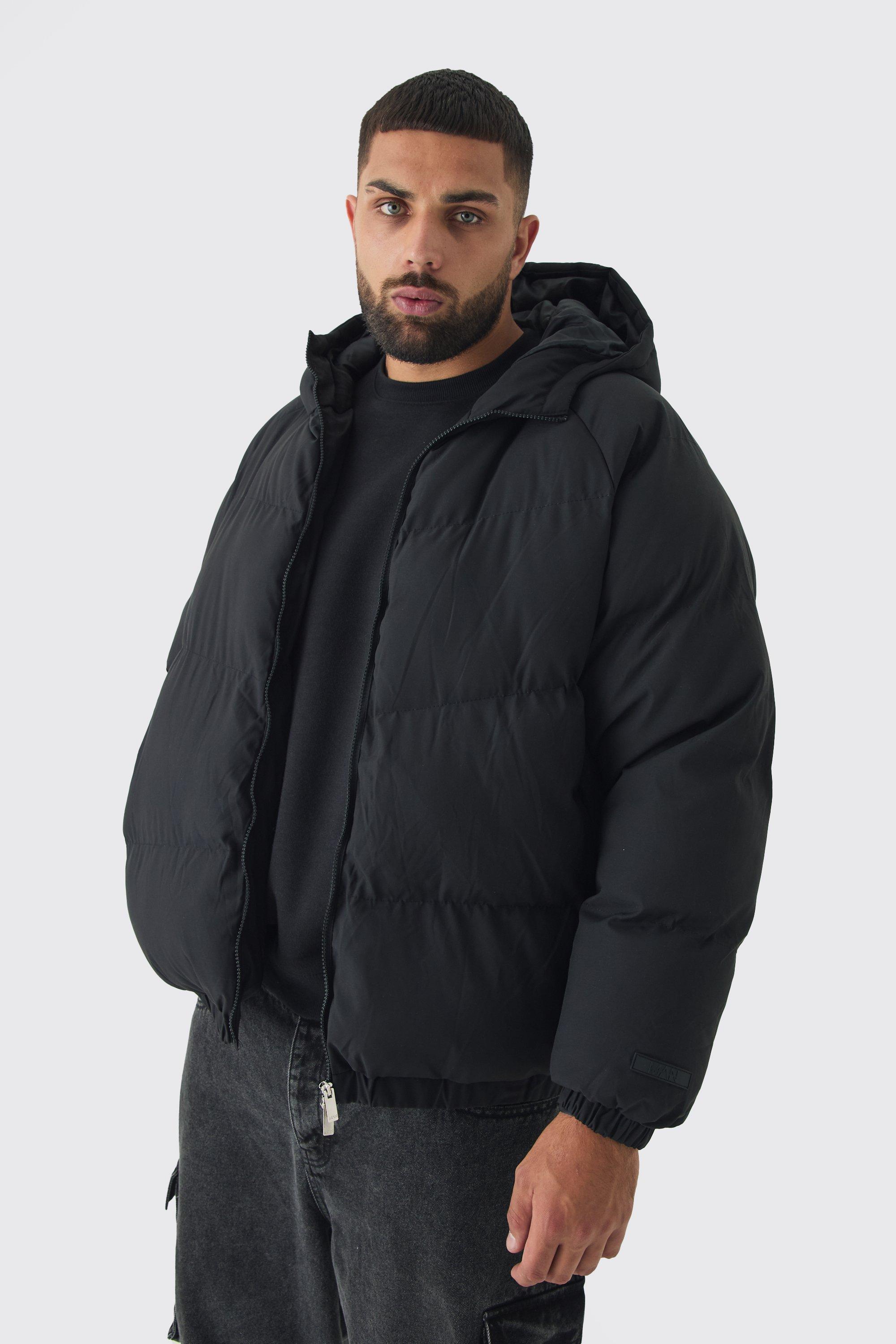 Image of Cappotto piumino Plus Size Man Regular Fit nero con cappuccio, Nero