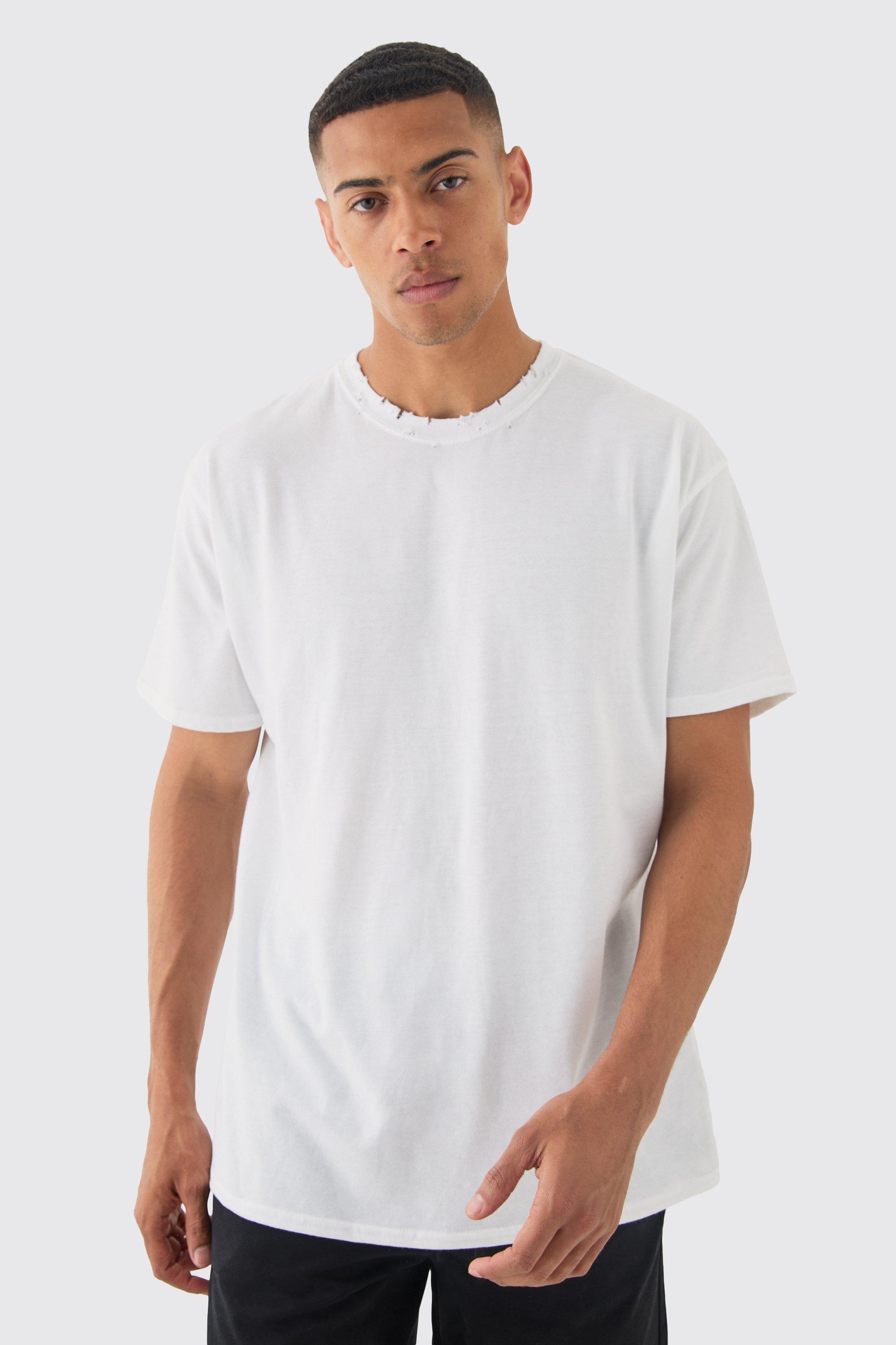 Image of Oversized Distressed T-shirt, Bianco