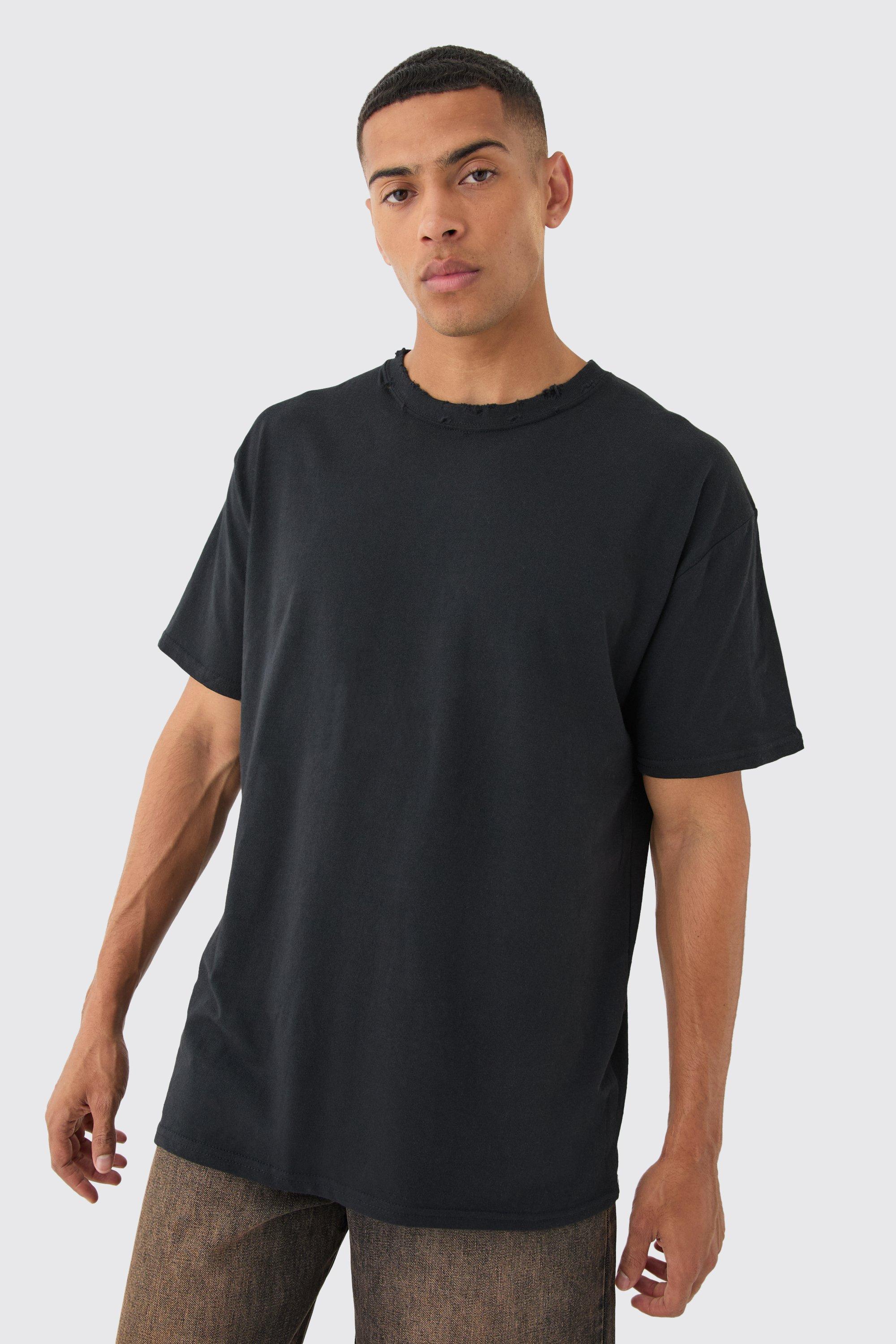 Image of Oversized Distressed T-shirt, Nero