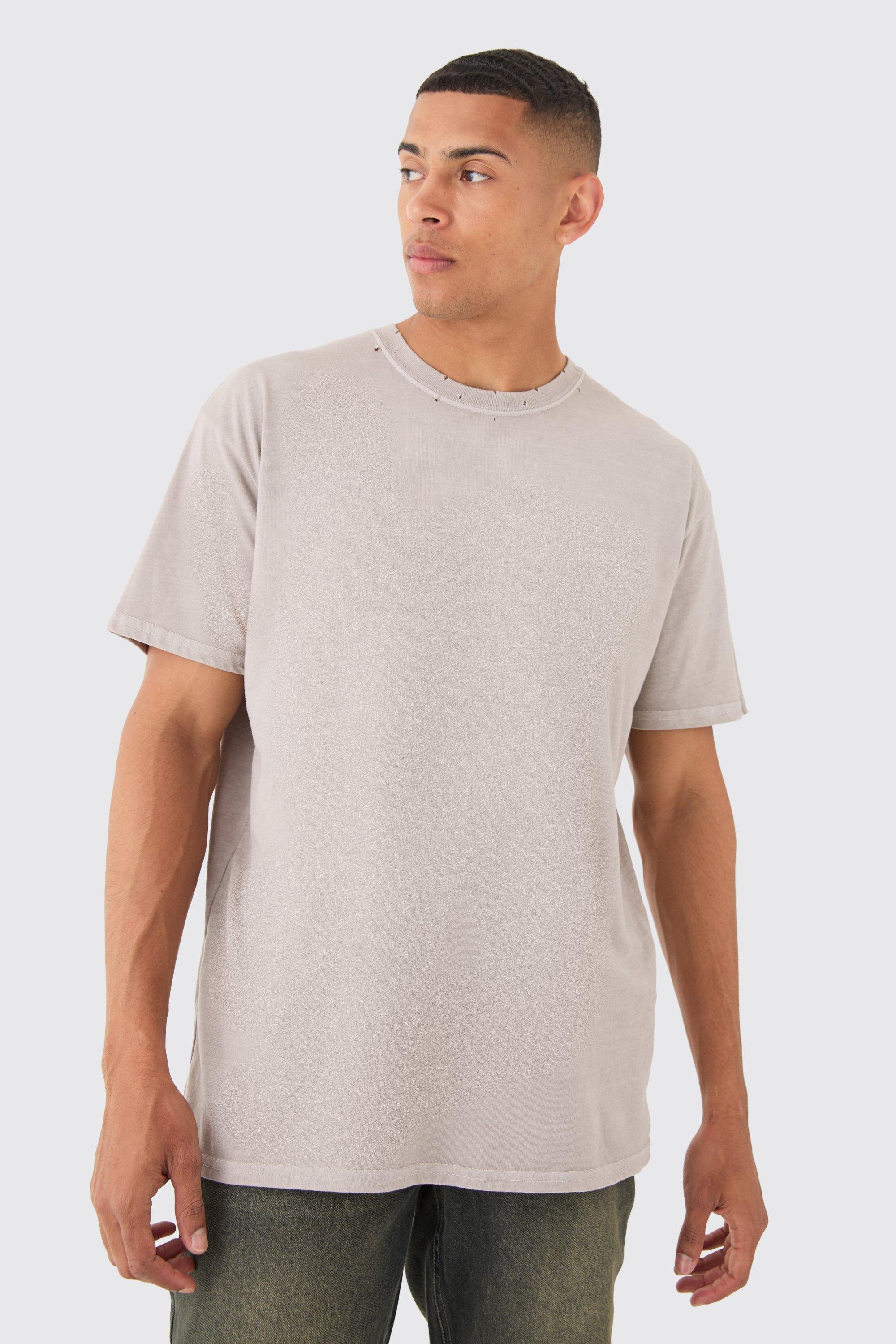 Image of Oversized Distressed Wash T-shirt, Brown