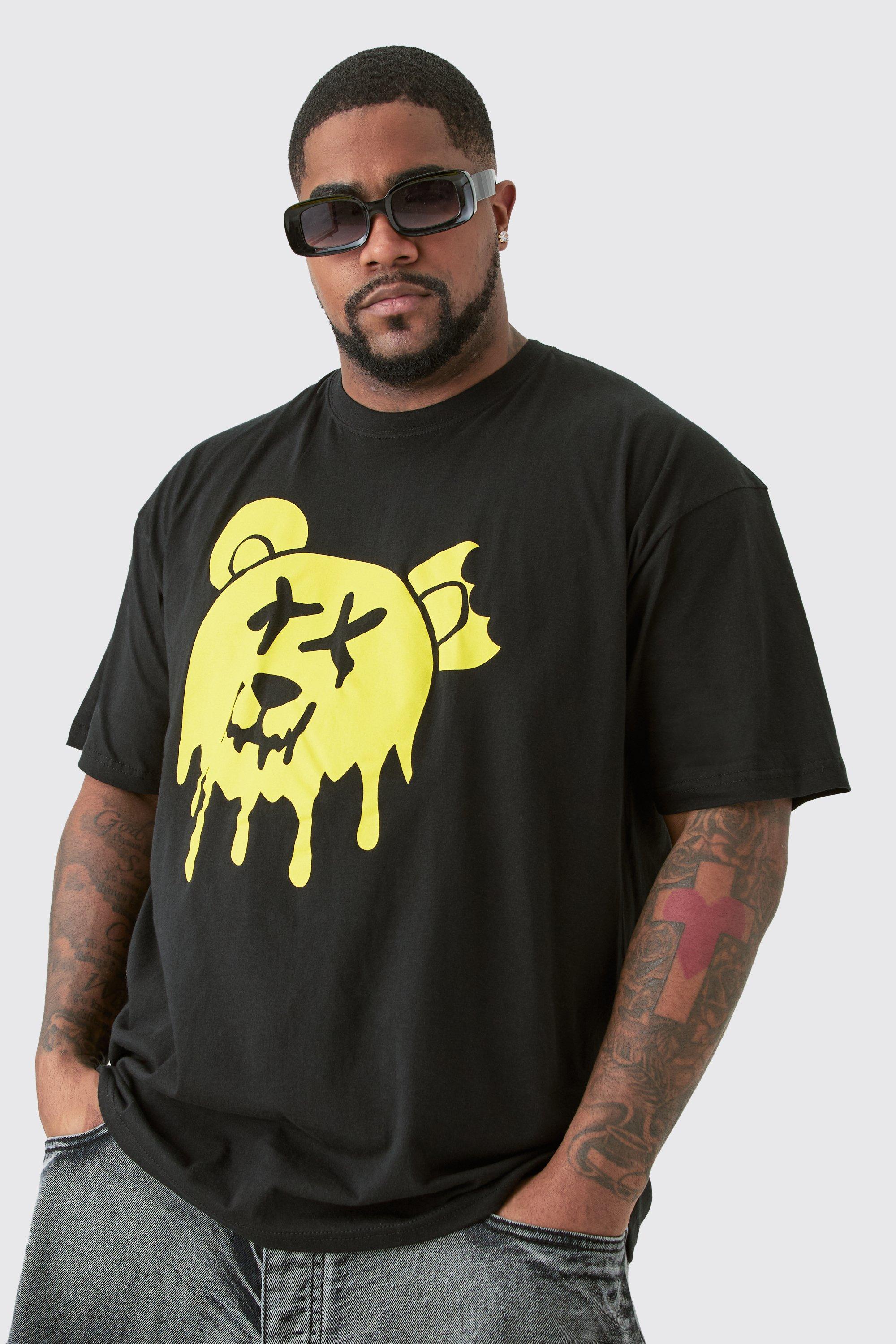 Image of Plus Drippy Evil Teddy Graphic T-shirt In Black, Nero