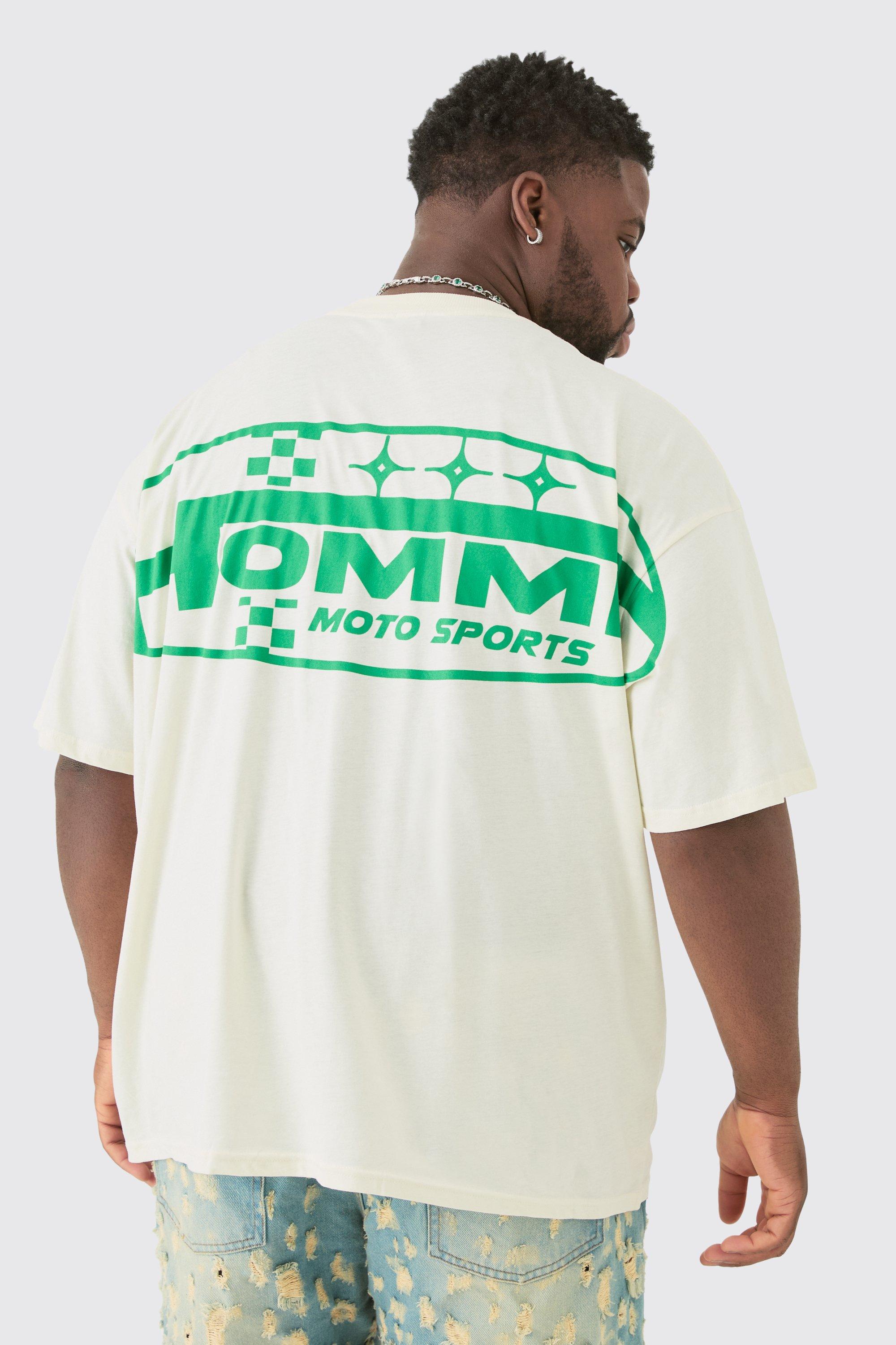 Image of Plus Homme Moto Sports Graphic T-shirt In Ecru, Cream
