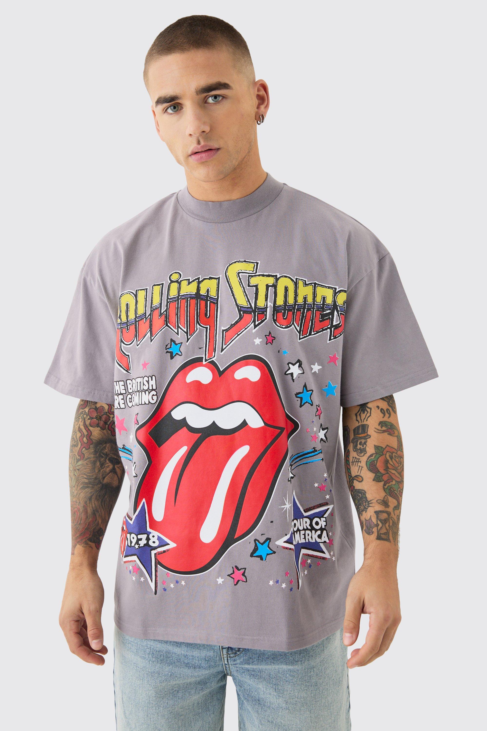 Image of Oversized Rolling Stones Large Scale License T-shirt, Grigio