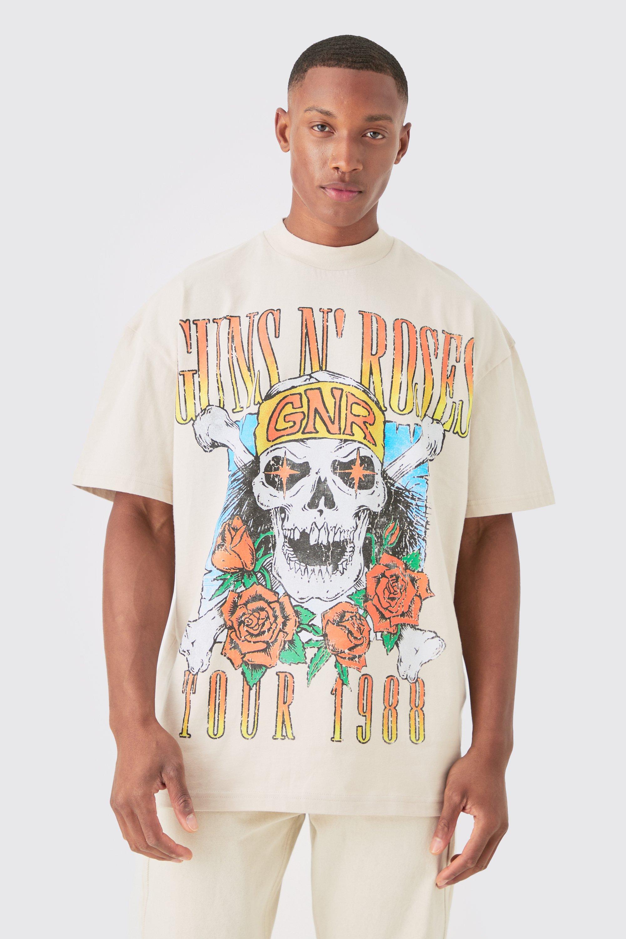 Image of Oversized Guns N Roses Large Scale License T-shirt, Beige
