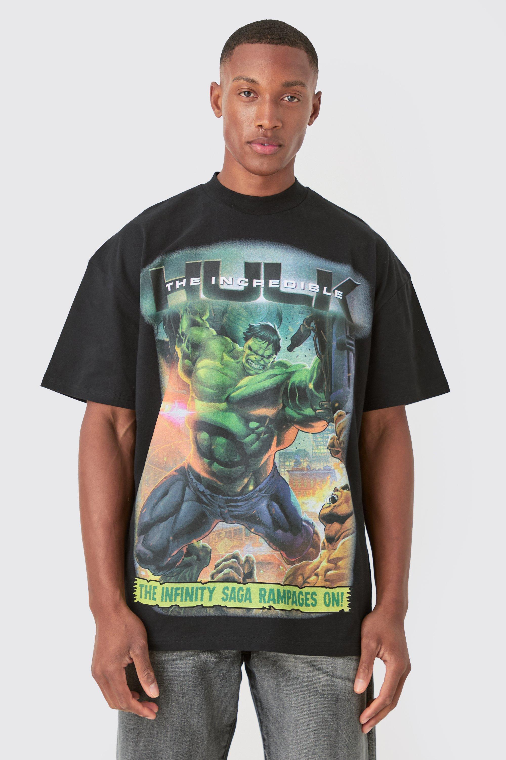 Image of Oversized The Hulk Large Scale License T-shirt, Nero