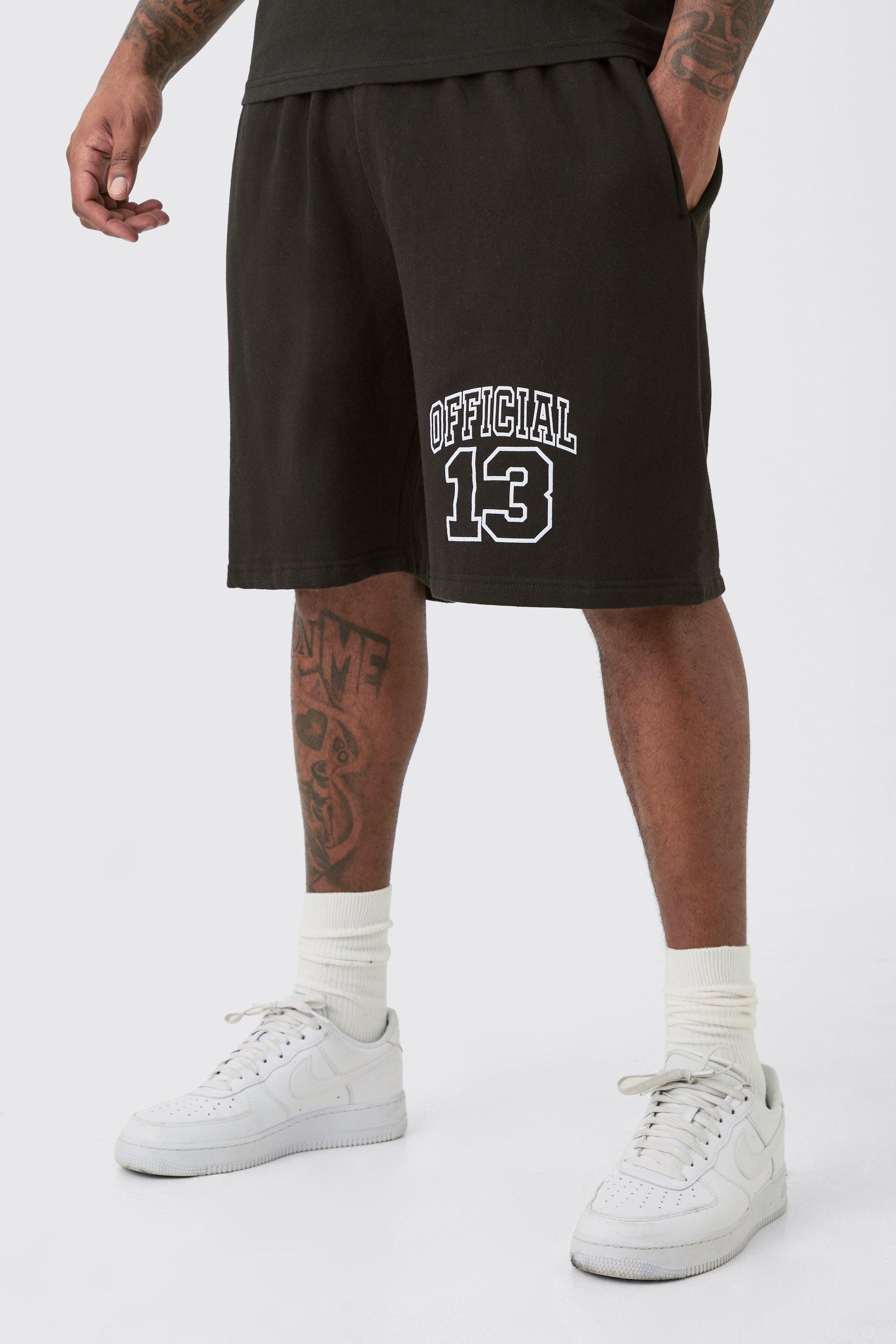 Image of Plus Oversized Fit Official Jersey Shorts, Nero