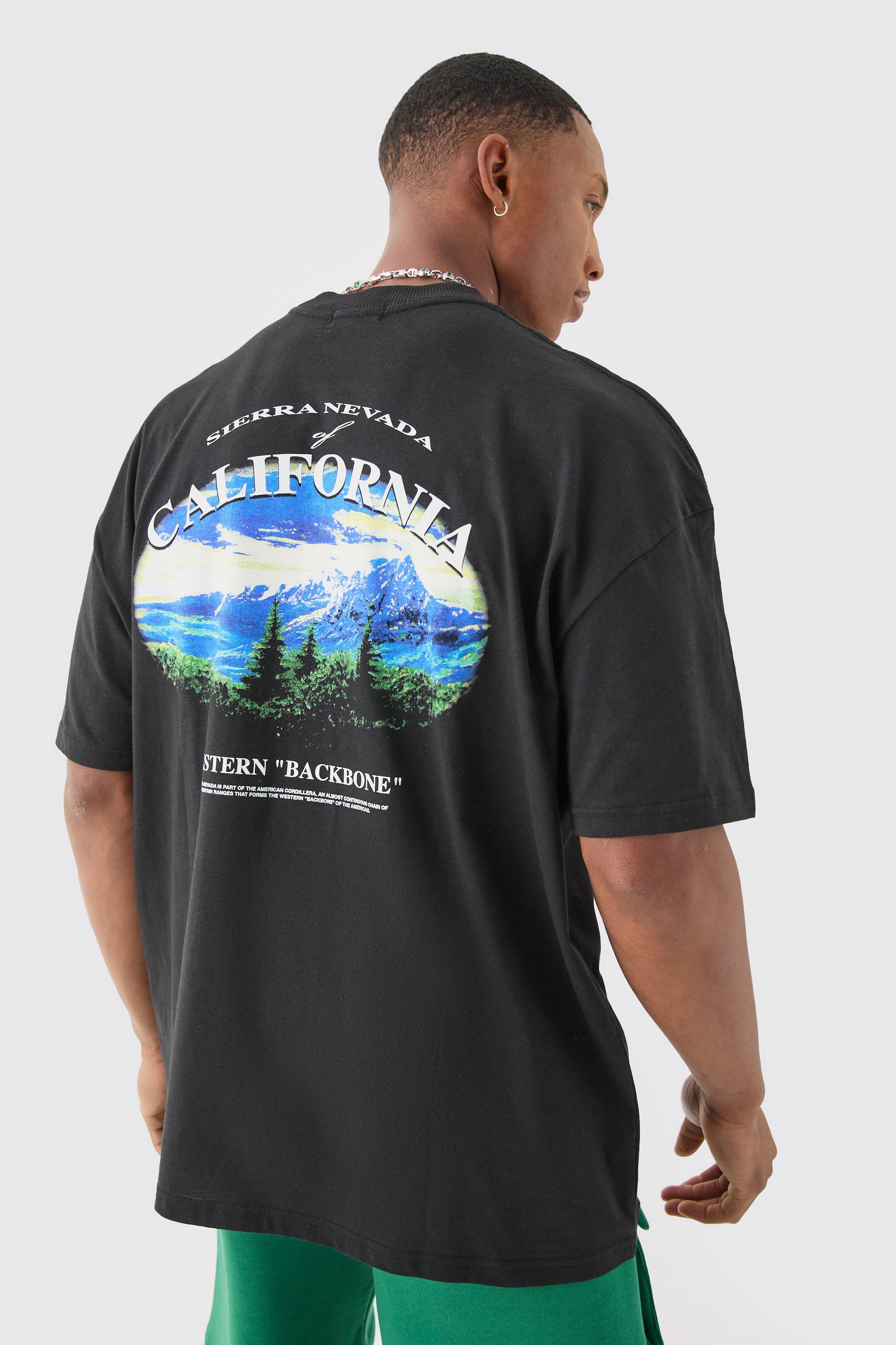 Image of Oversized California Landscape Print T-shirt, Nero