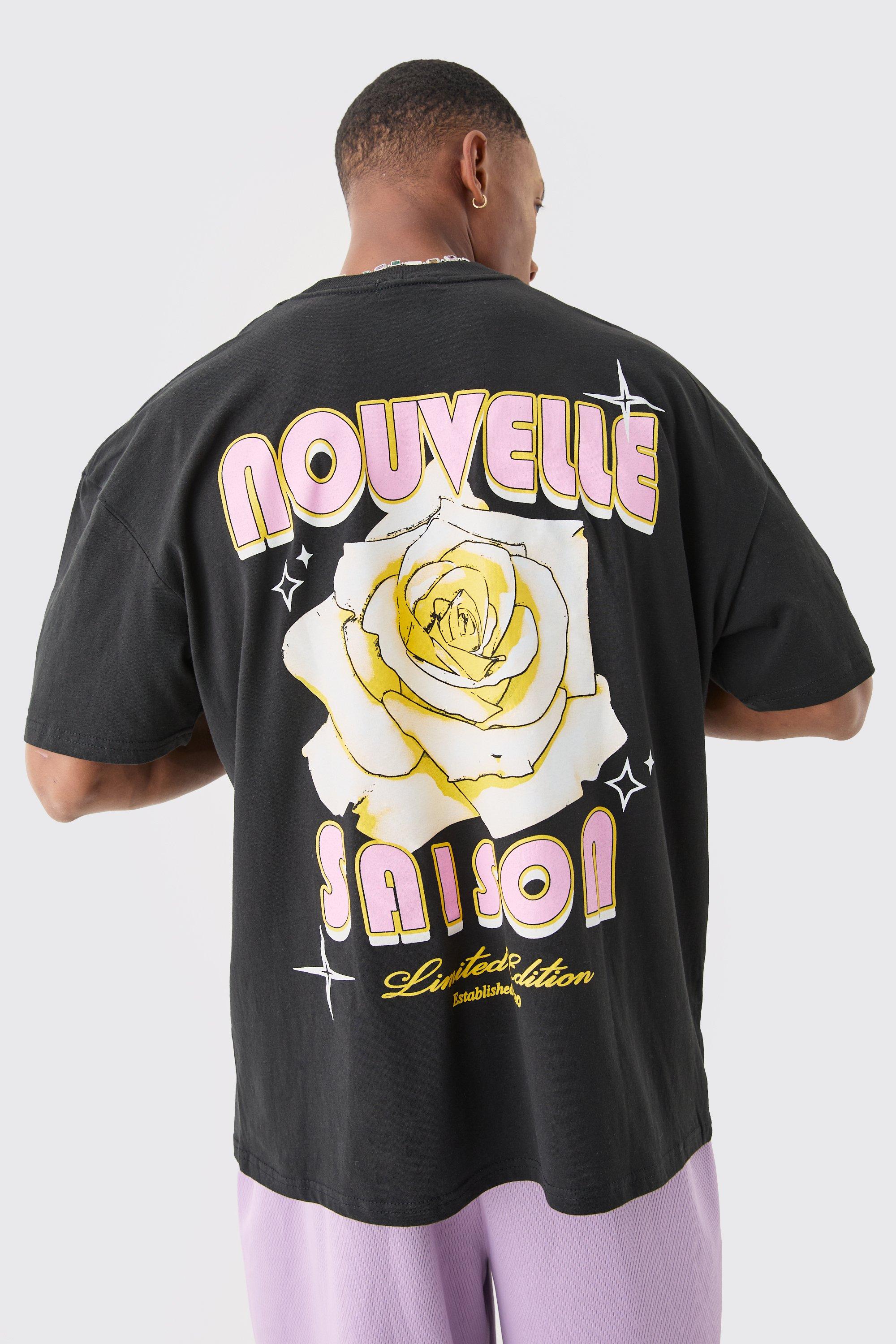 Image of Oversized Nouvelle Floral Print T-shirt, Nero
