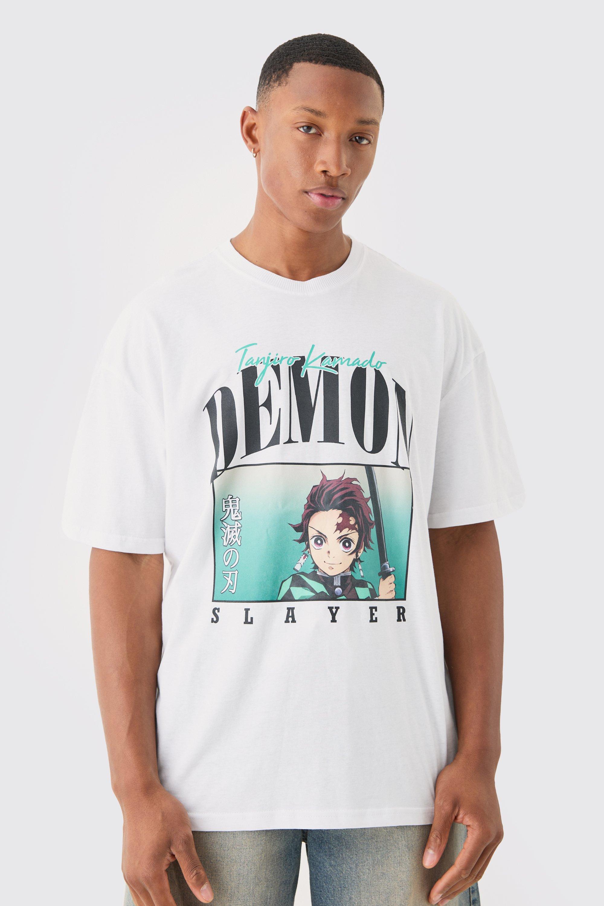 Image of Oversized Demon Slayer Anime License T-shirt, Bianco