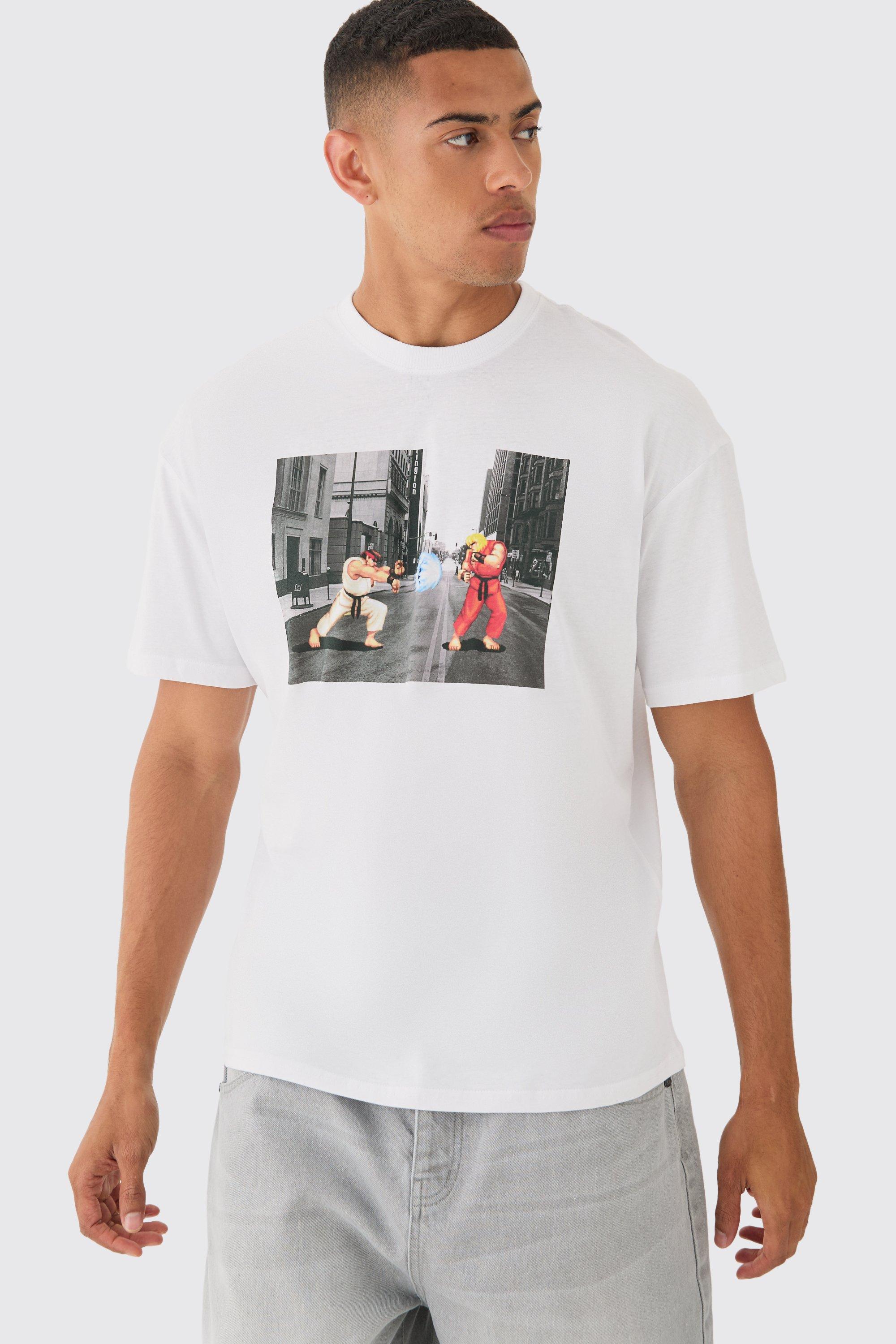 Image of Oversized Street Fighter Gaming License T-shirt, Bianco