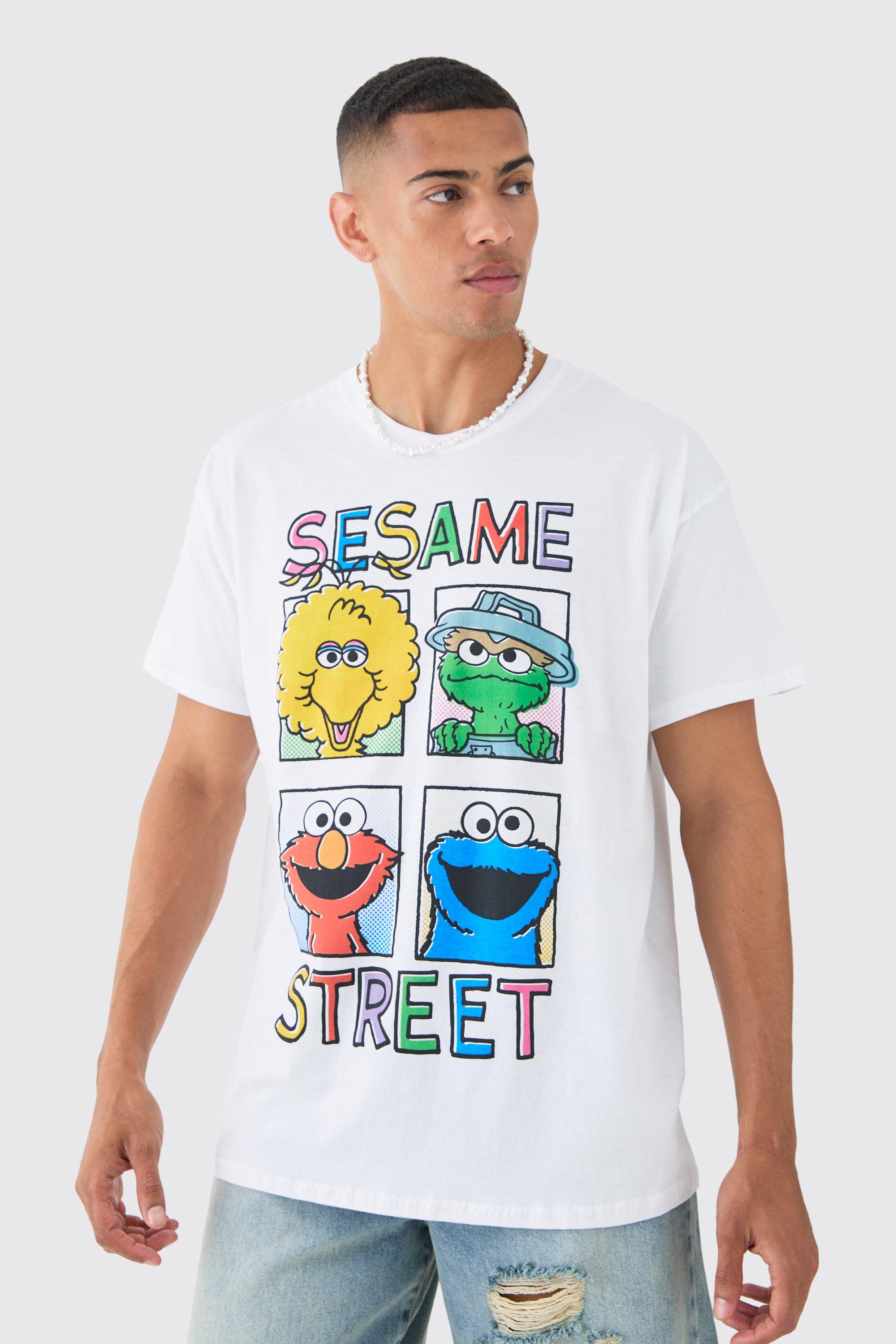 Image of Oversized Sesame Street License T-shirt, Bianco