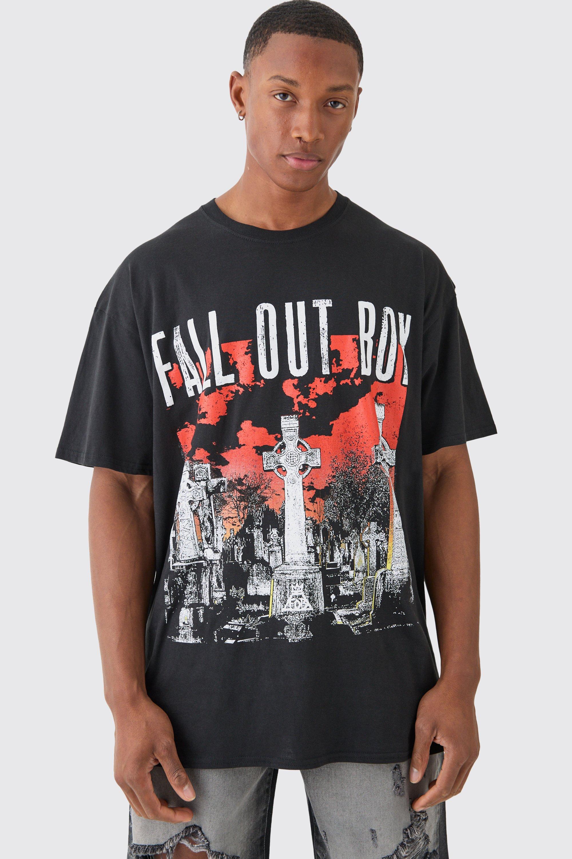 Image of Oversized Boxy Fall Out Boy Band License T-shirt, Nero